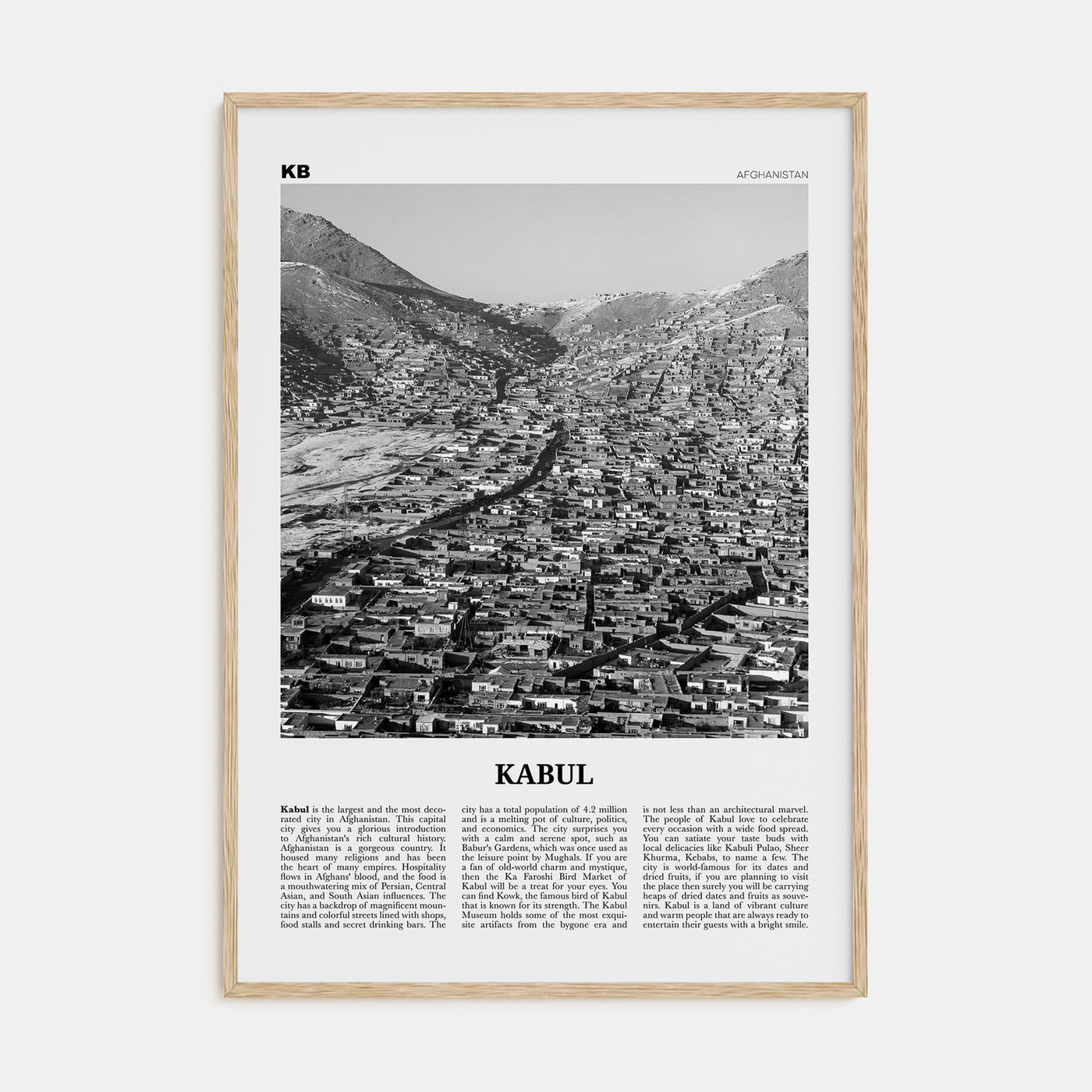Kabul Travel B&W Poster
