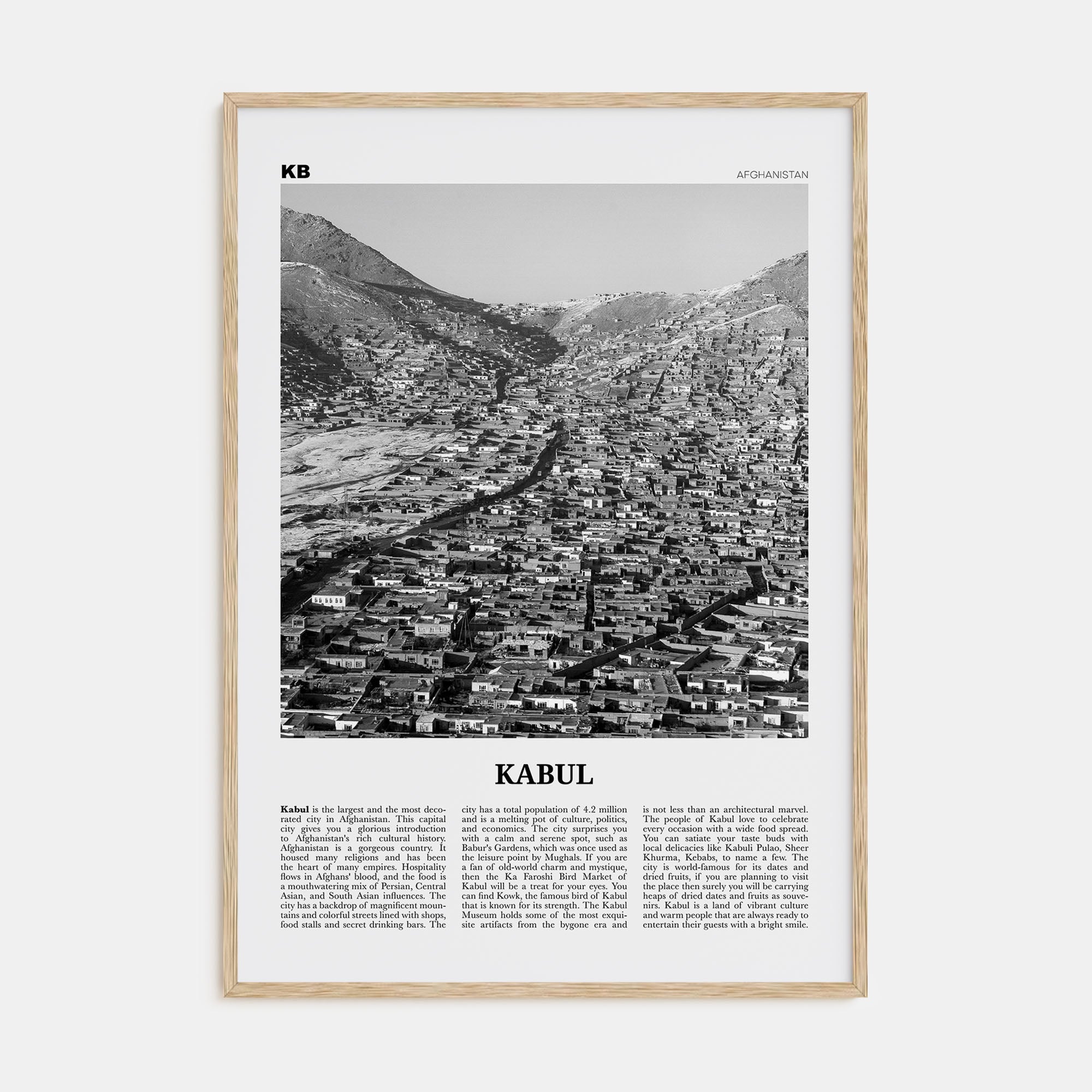 Kabul Travel B&W Poster