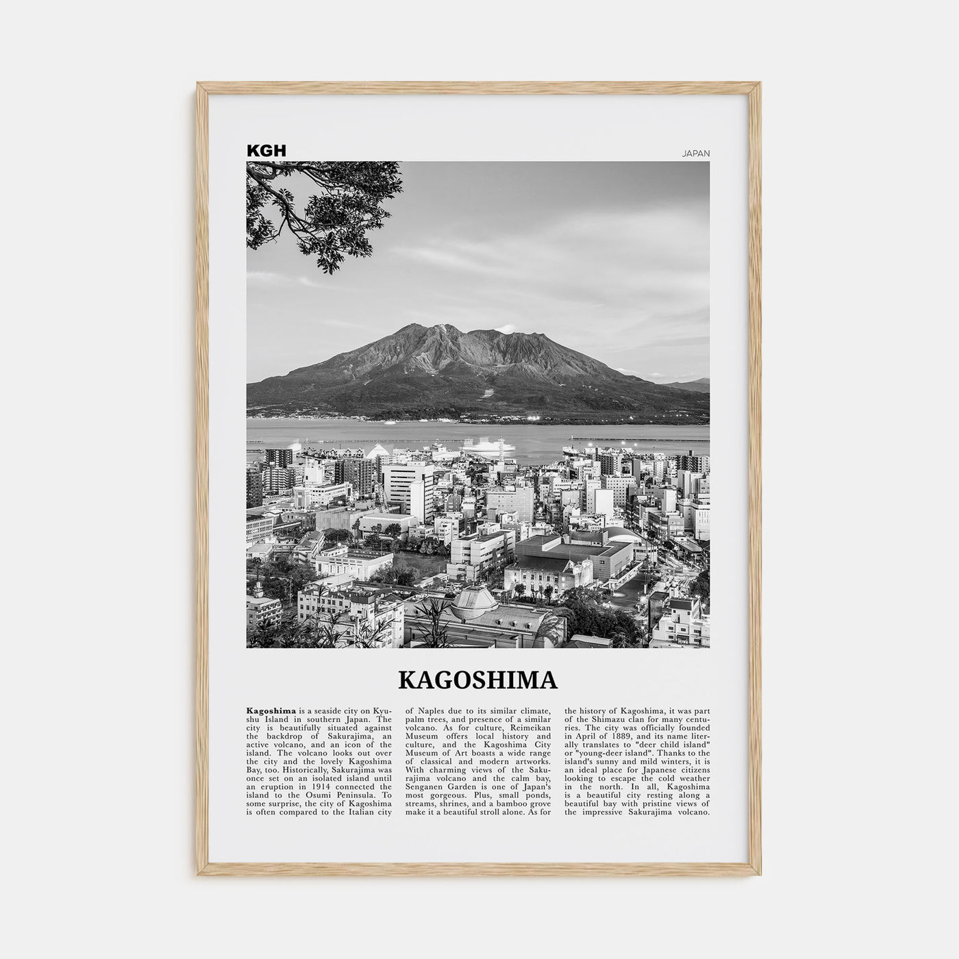 Kagoshima Travel B&W Poster