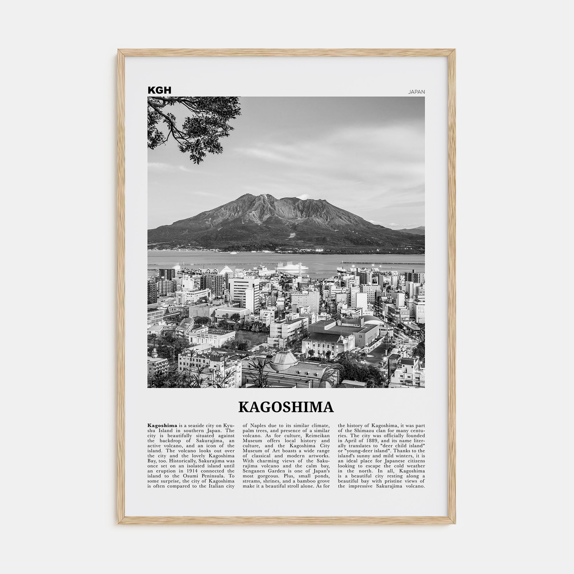 Kagoshima Travel B&W Poster