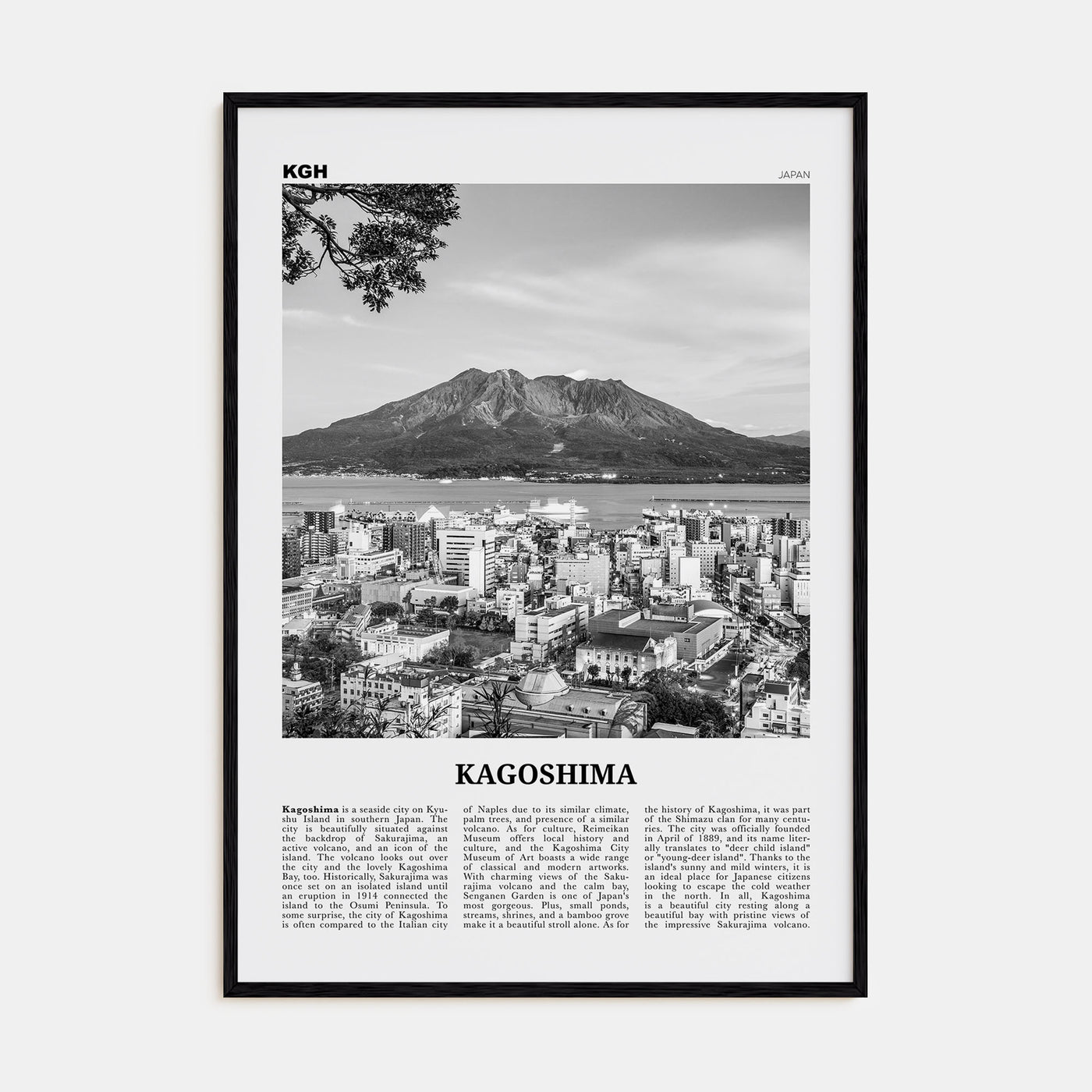 Kagoshima Travel B&W Poster