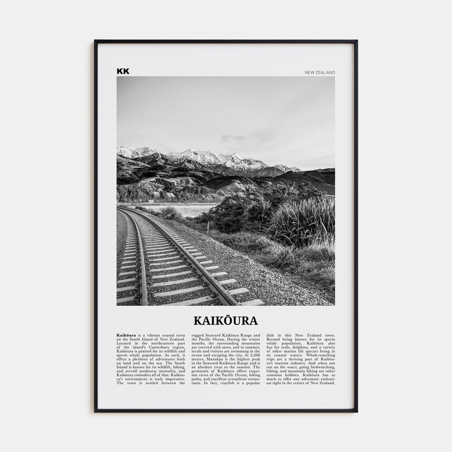 Kaikōura Travel B&W Poster