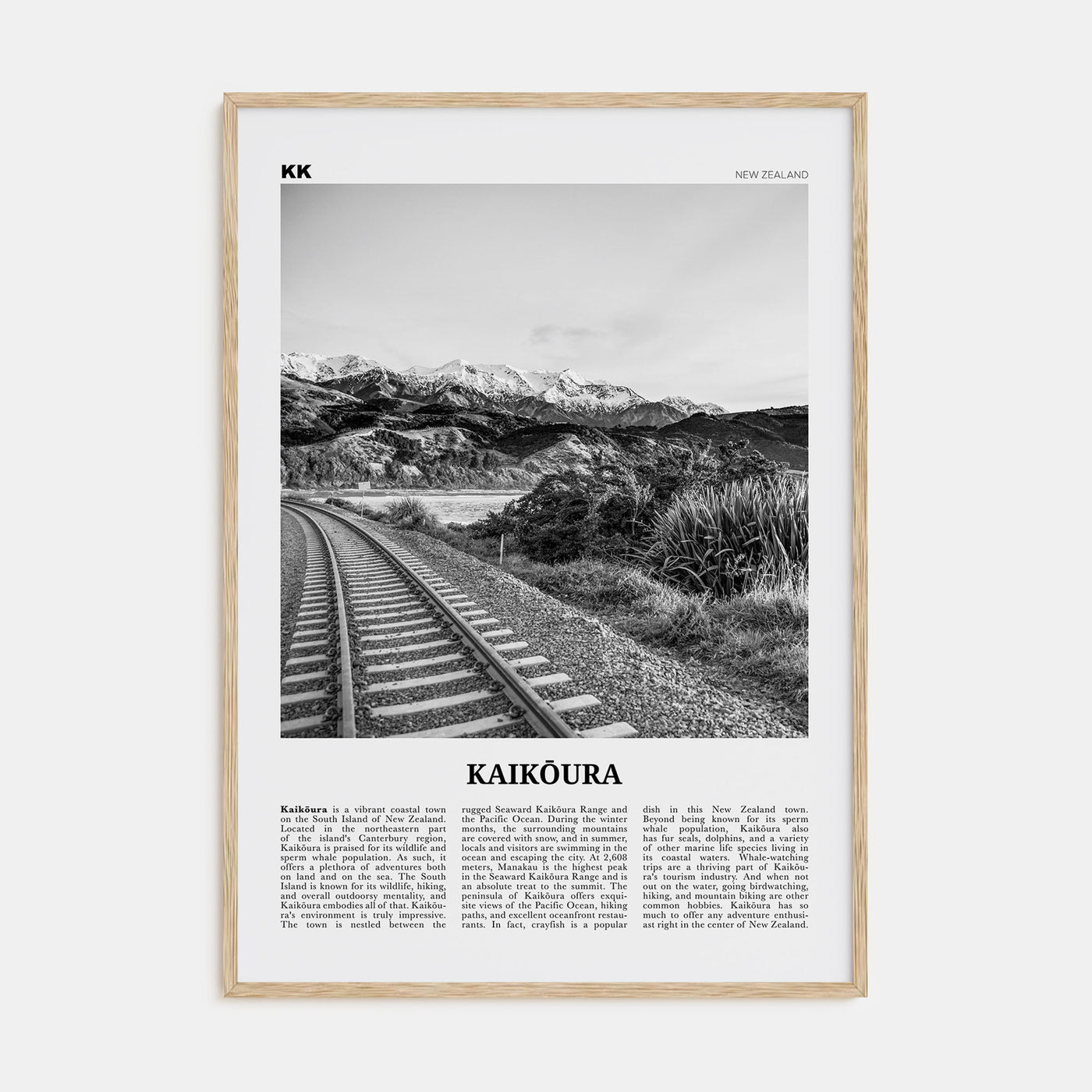 Kaikōura Travel B&W Poster