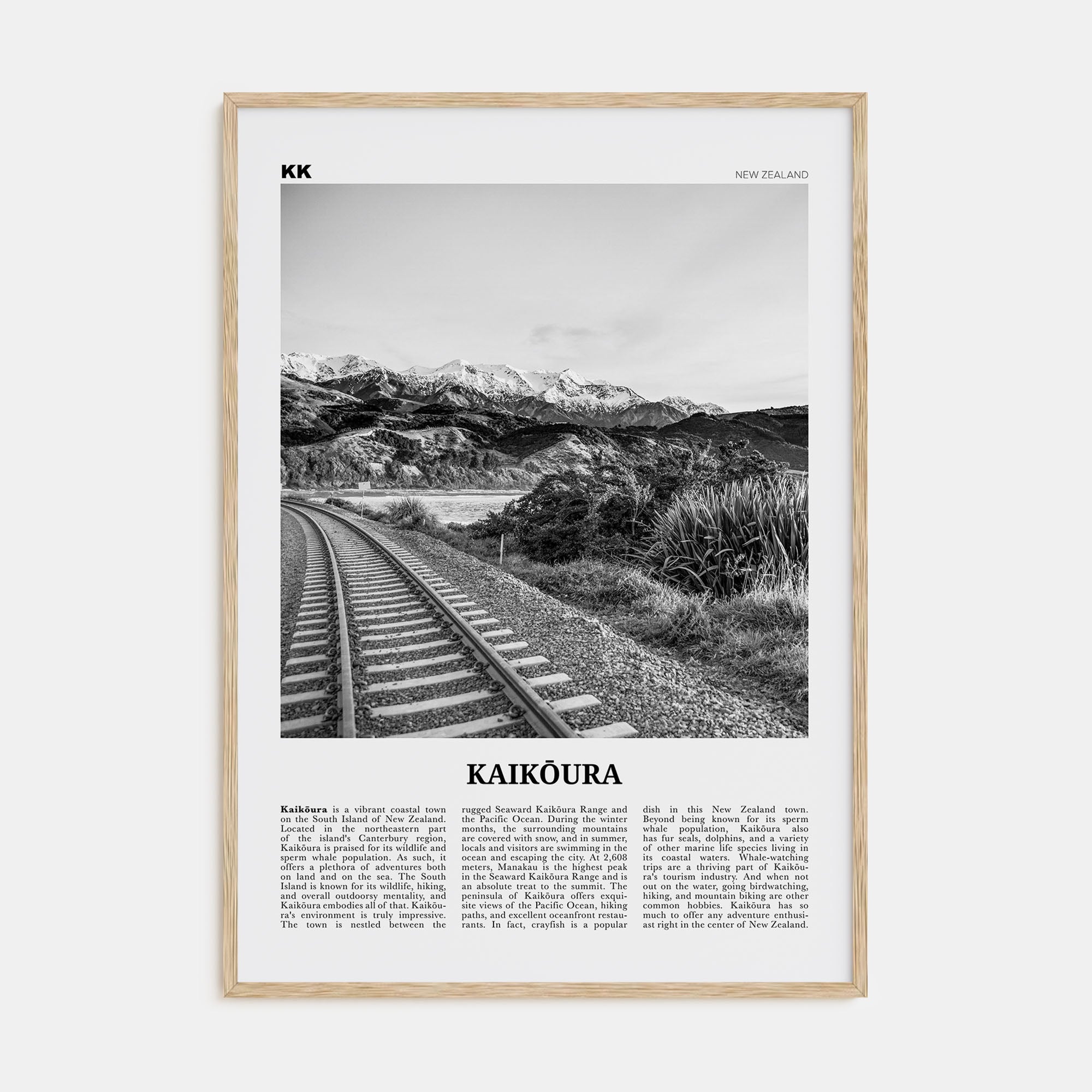 Kaikōura Travel B&W Poster