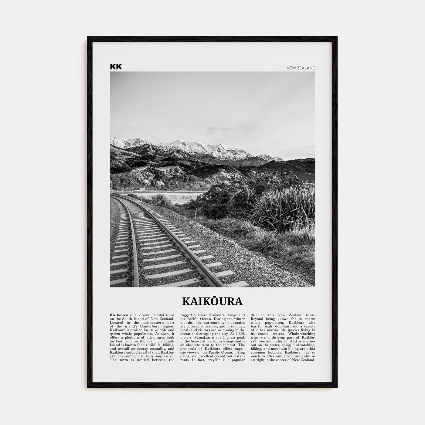 Kaikōura Travel B&W Poster