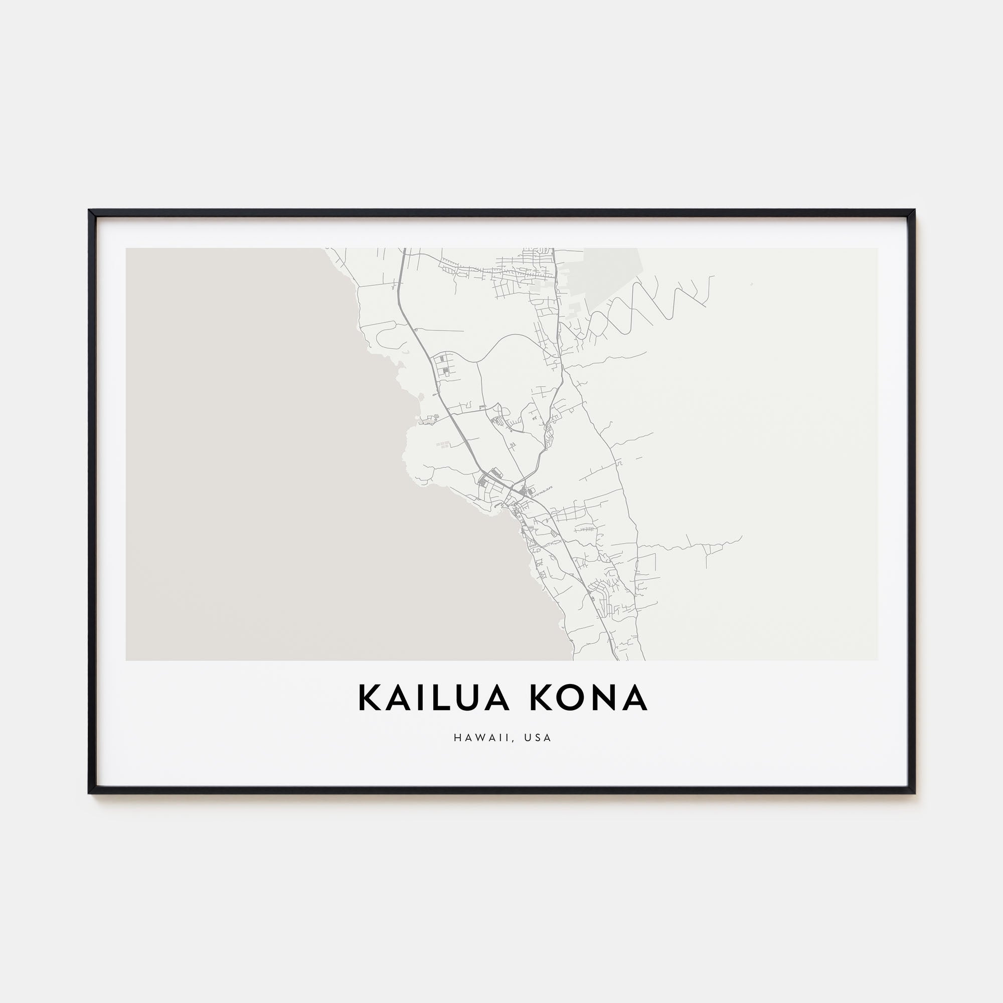 Kailua-Kona Map Landscape Poster