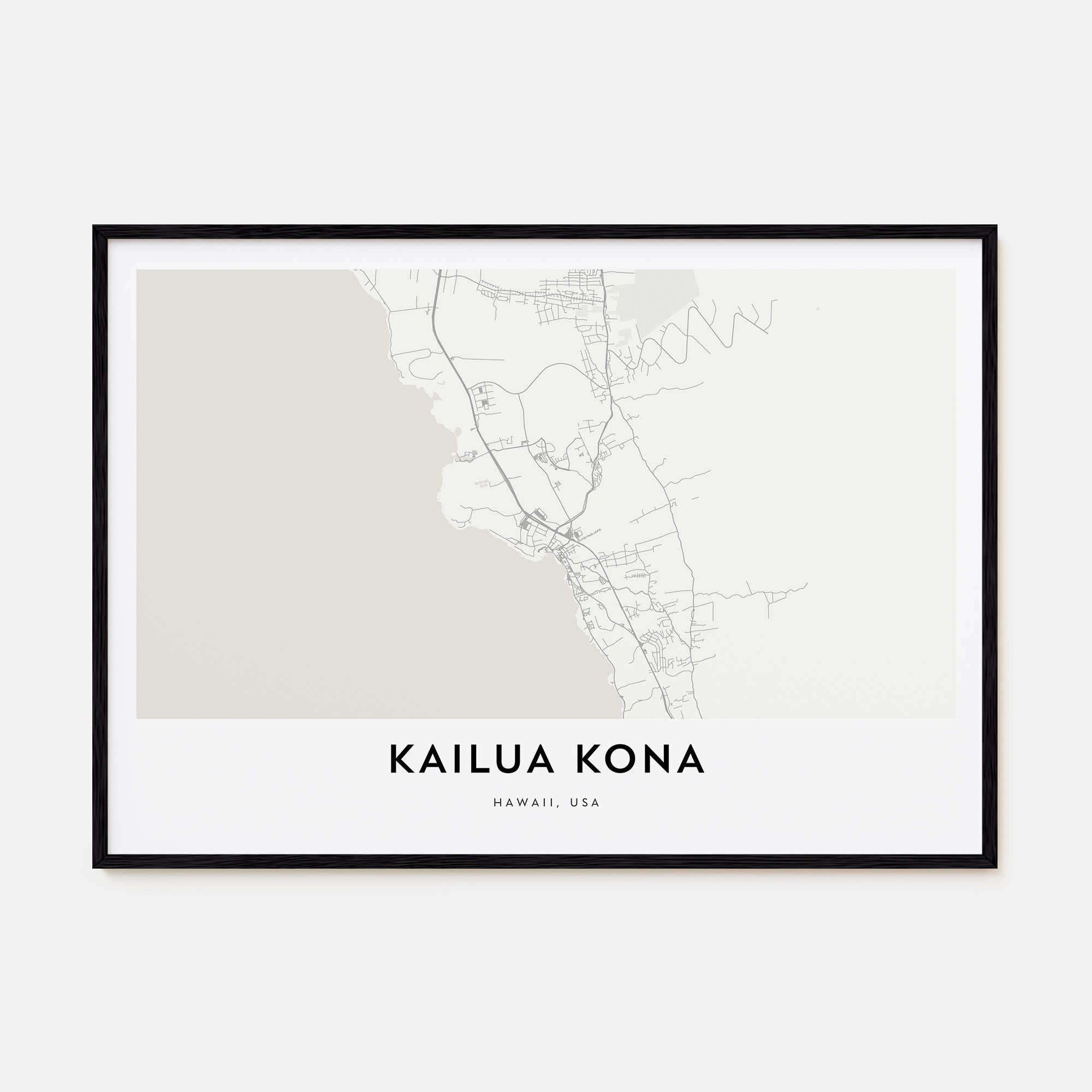 Kailua-Kona Map Landscape Poster