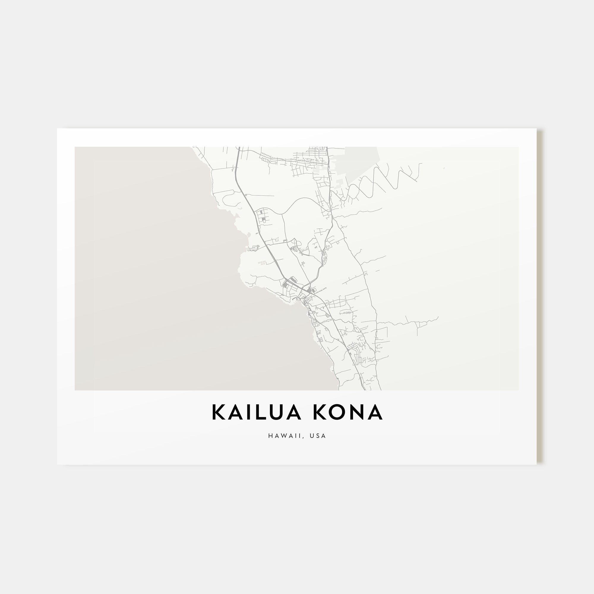 Kailua-Kona Map Landscape Poster
