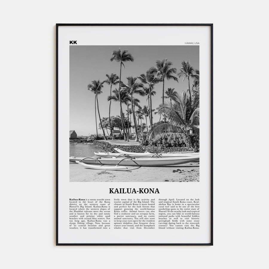 Kailua-Kona Travel B&W Poster