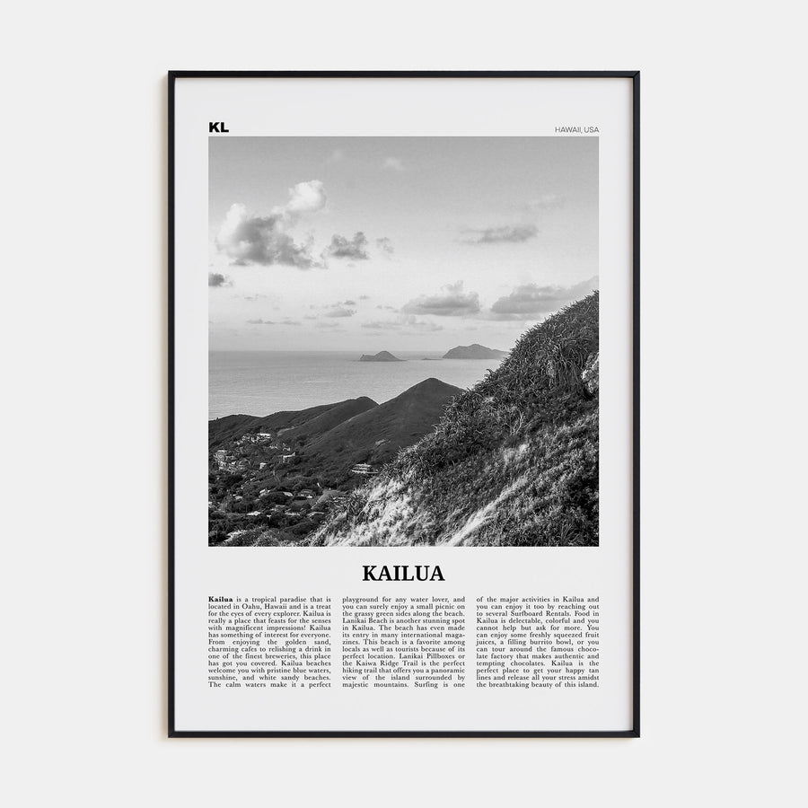 Kailua Travel B&W Poster