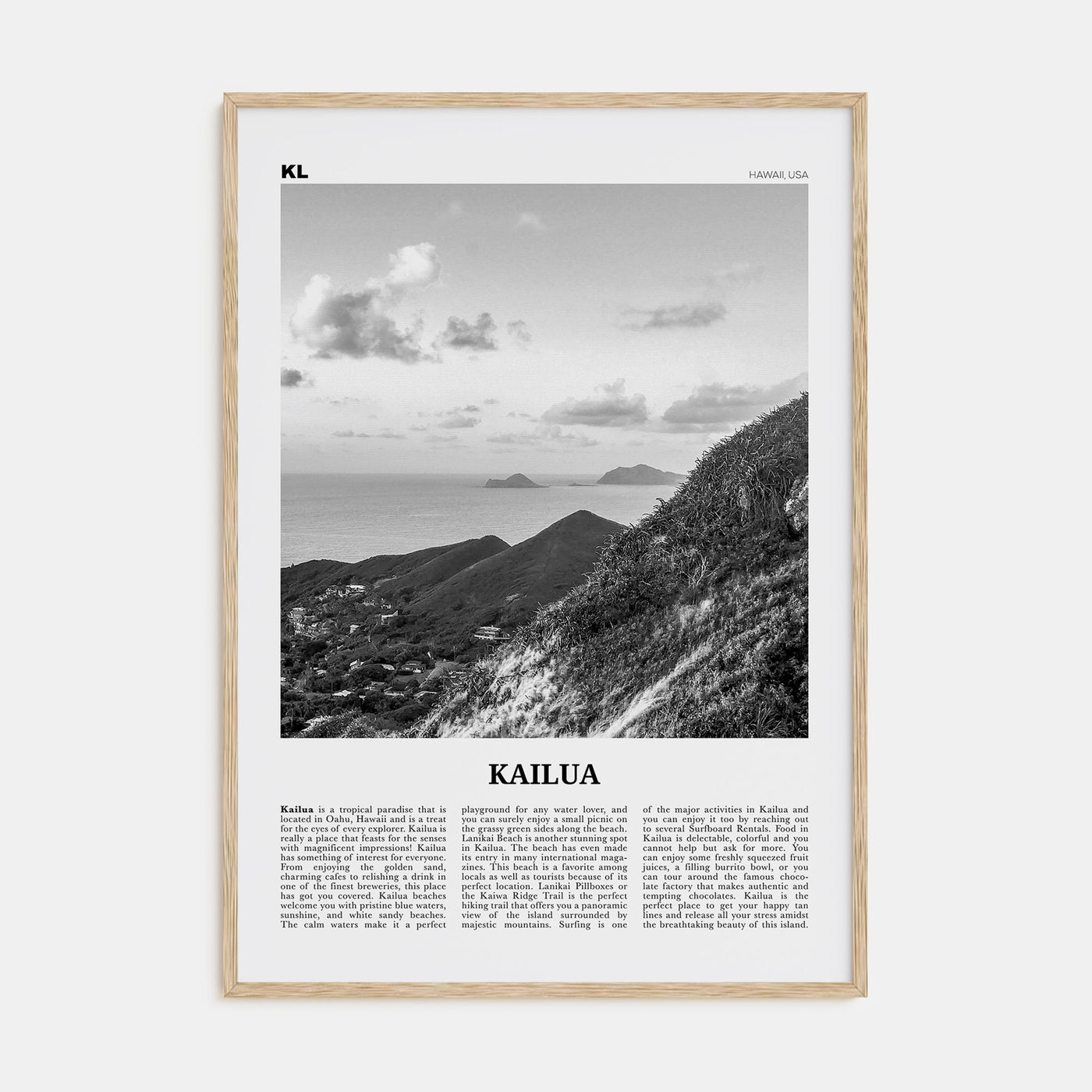 Kailua Travel B&W Poster