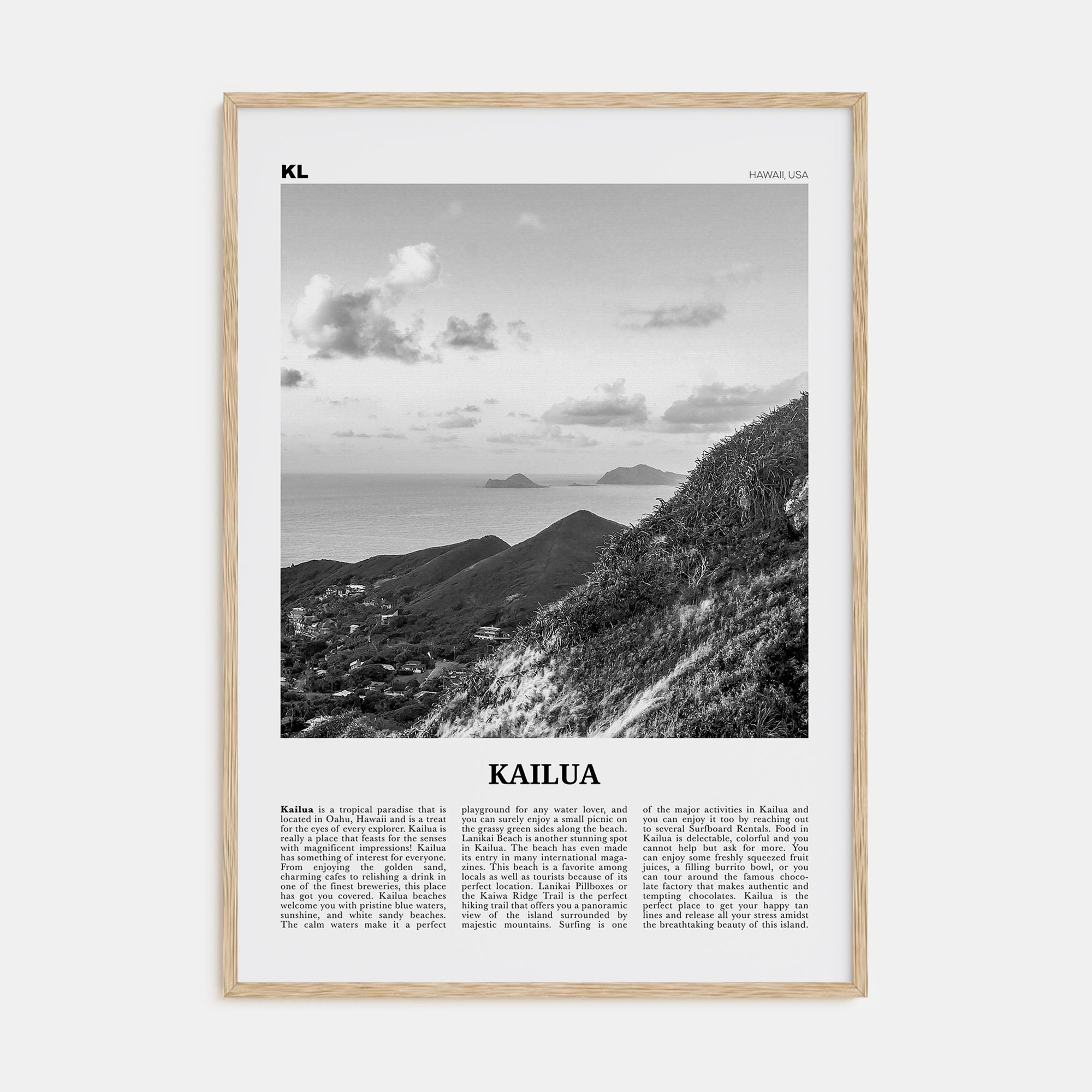 Kailua Travel B&W Poster