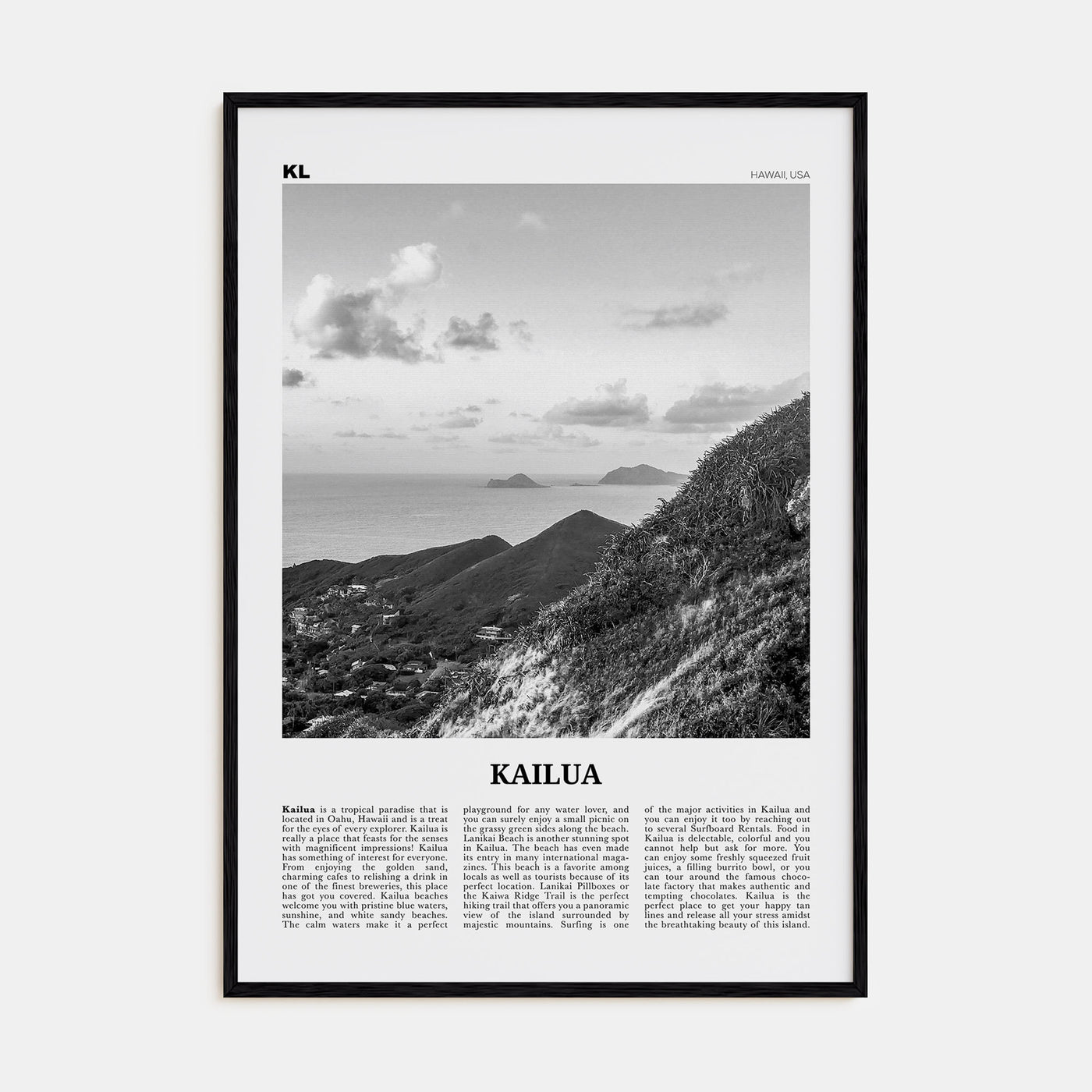 Kailua Travel B&W Poster