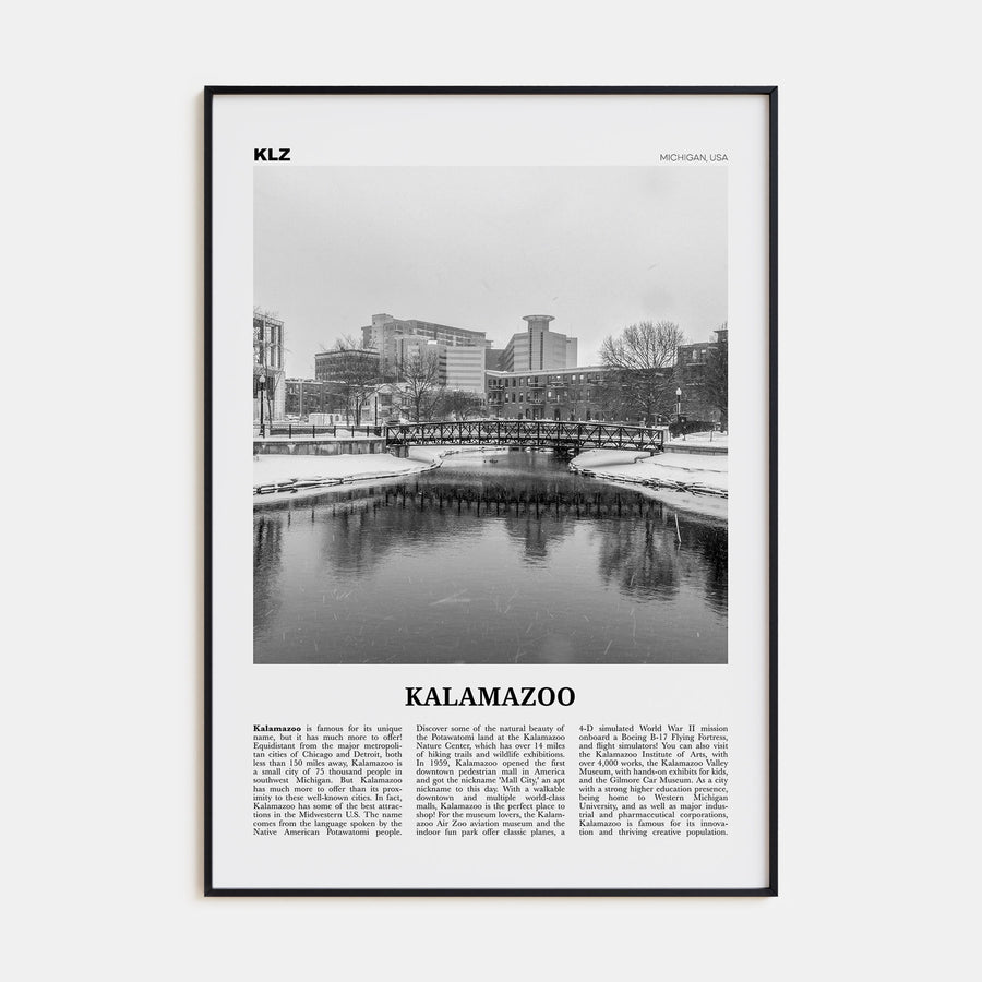 Kalamazoo Travel B&W Poster