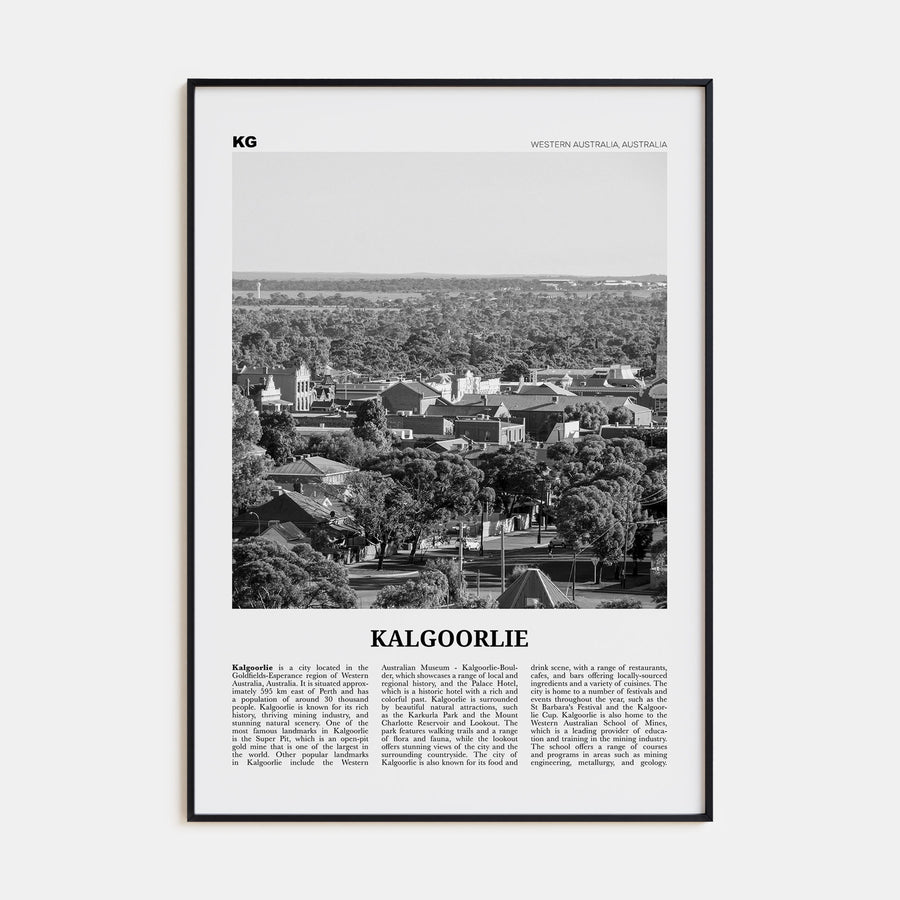 Kalgoorlie Travel B&W Poster