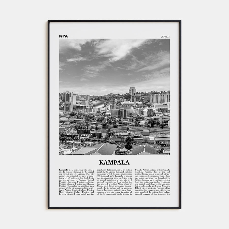 Kampala Travel B&W Poster