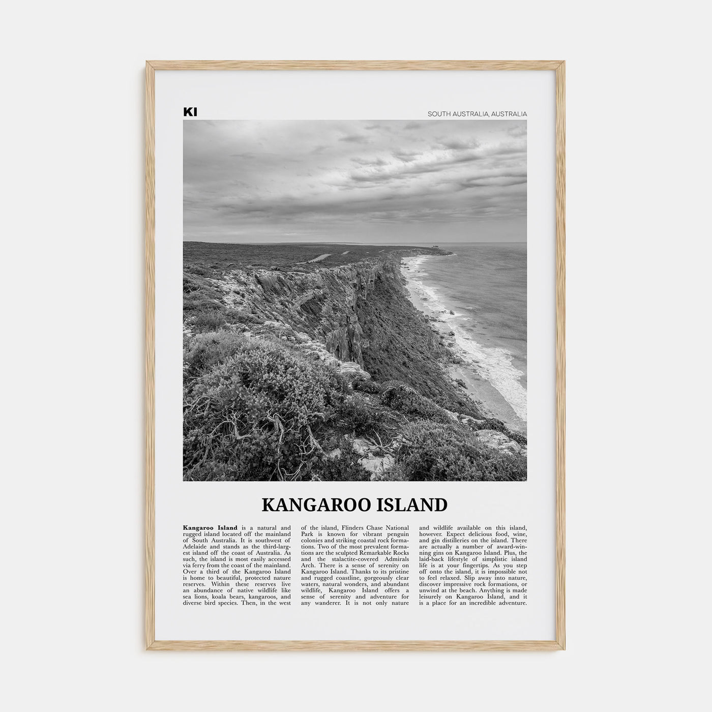Kangaroo Island Travel B&W Poster
