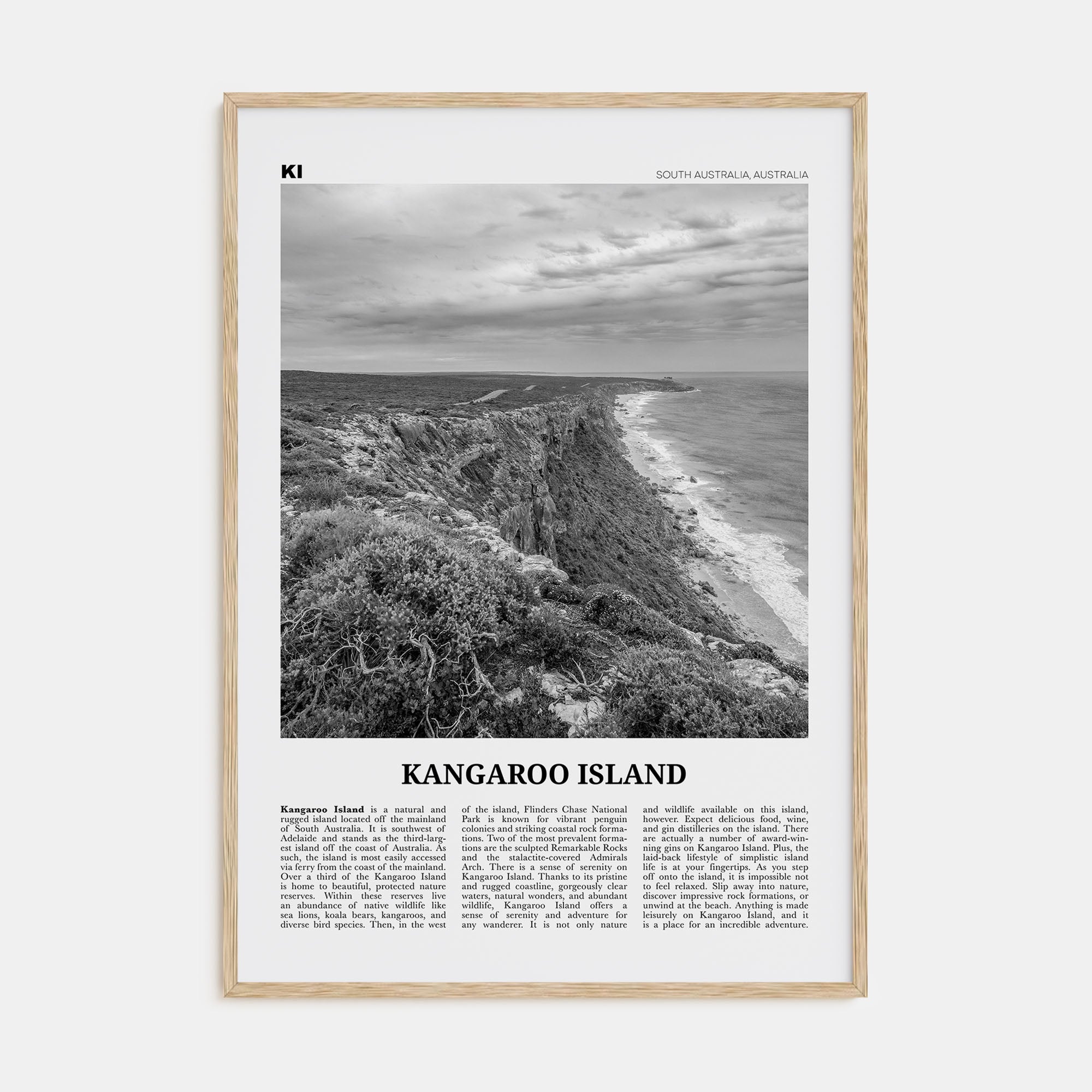 Kangaroo Island Travel B&W Poster