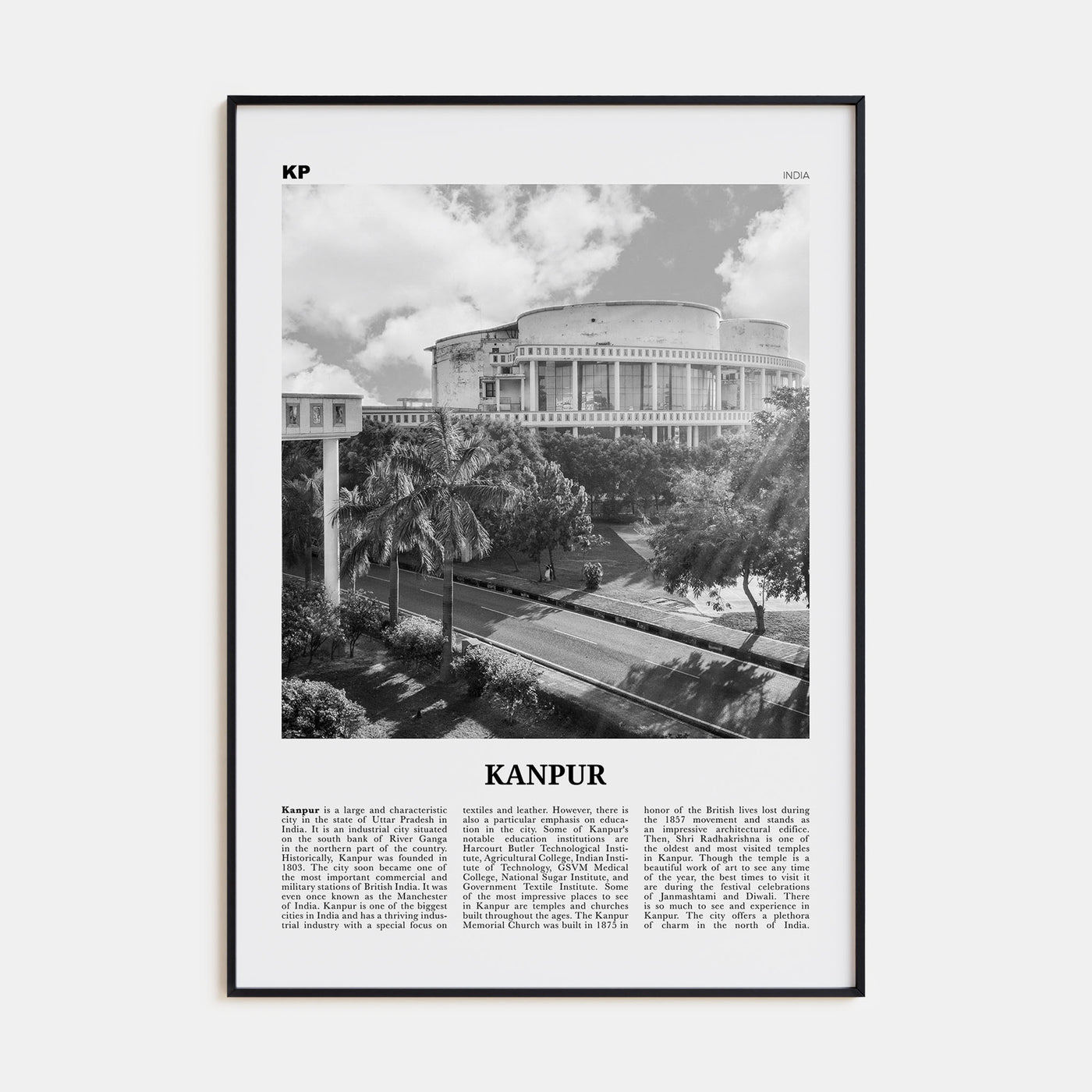 Kanpur Travel B&W Poster