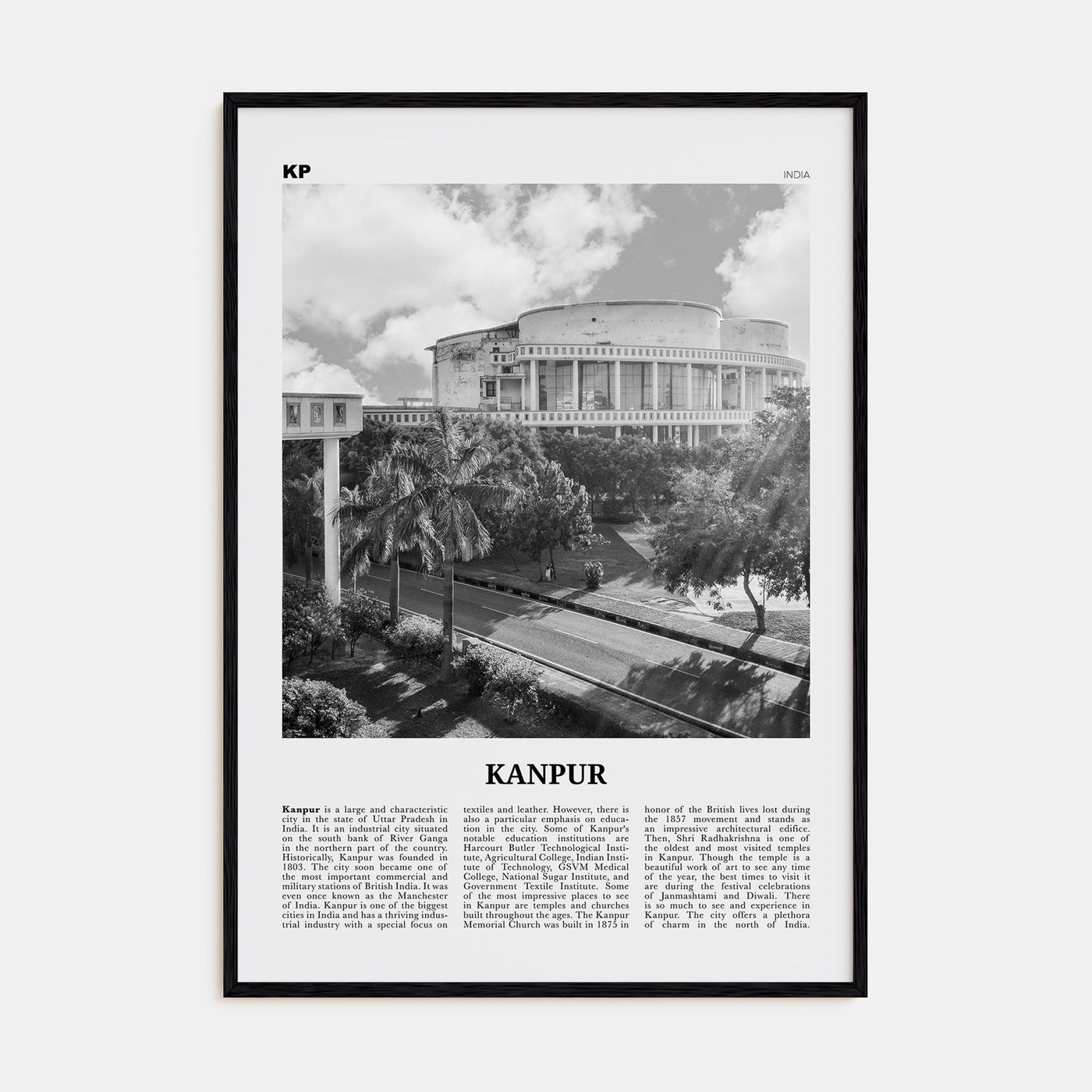 Kanpur Travel B&W Poster