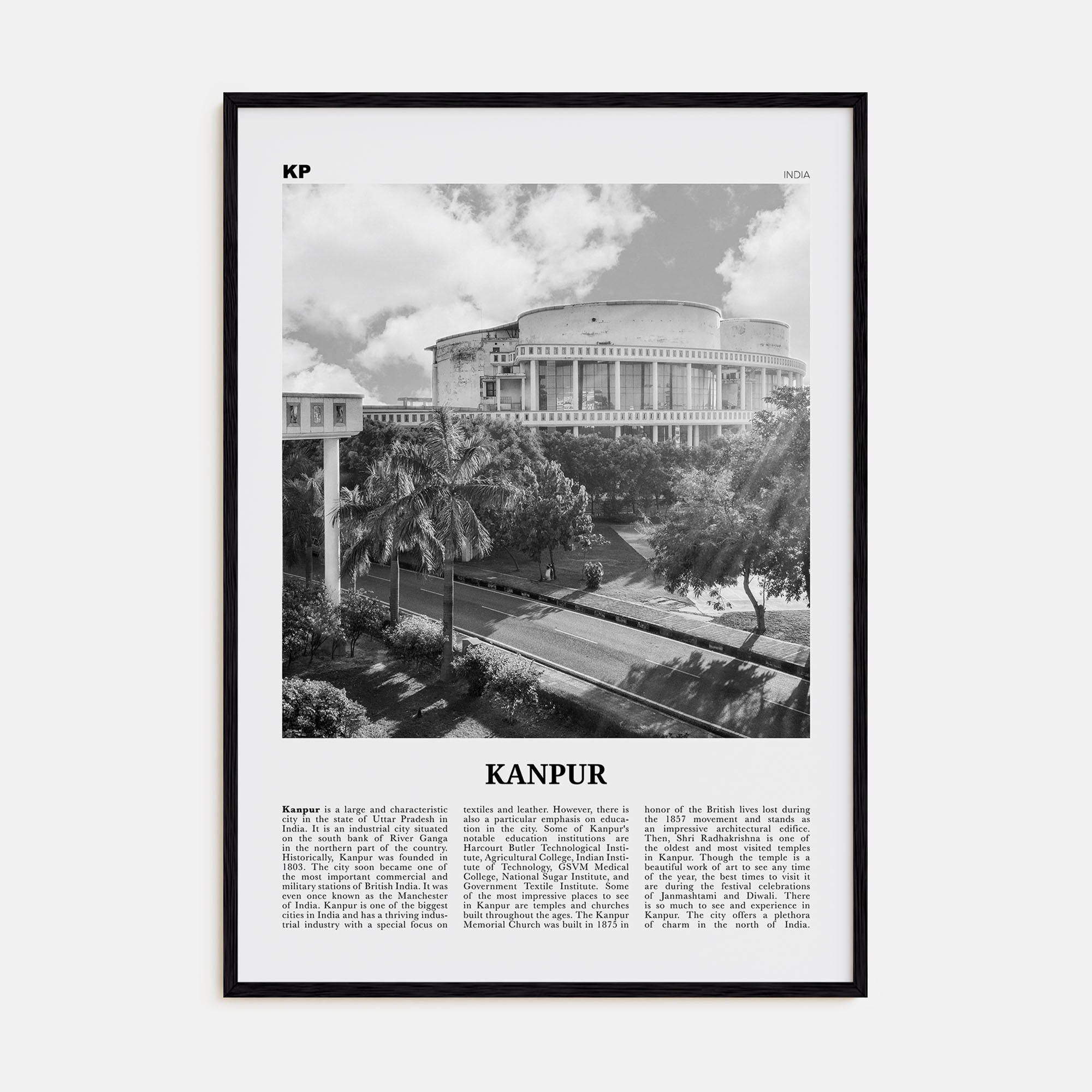 Kanpur Travel B&W Poster