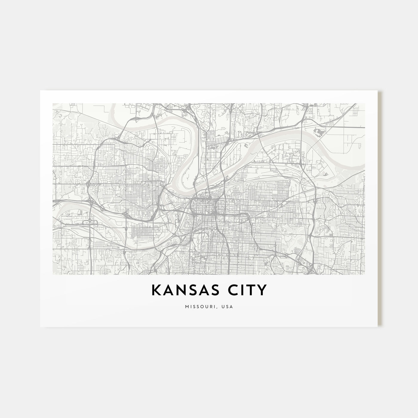 Kansas City Map Landscape Poster