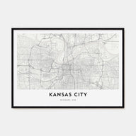 Kansas City Map Landscape Poster
