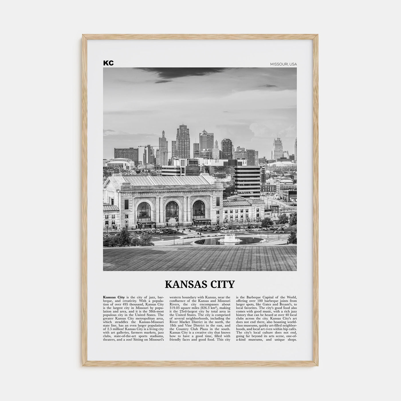 Kansas City Travel B&W No 3 Poster