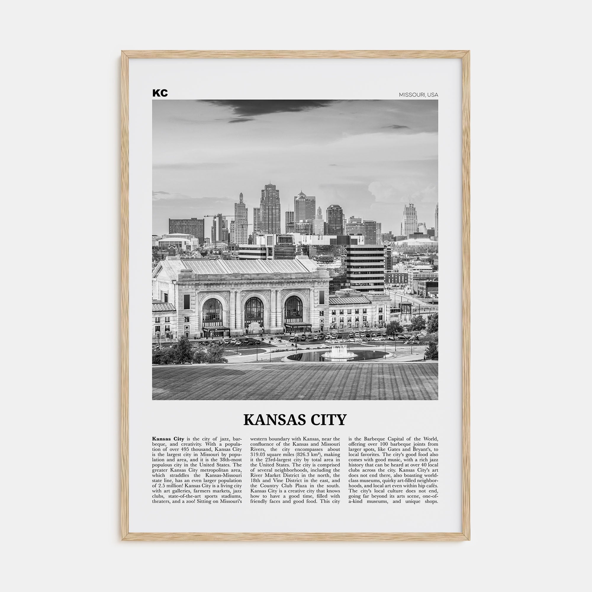 Kansas City Travel B&W No 3 Poster