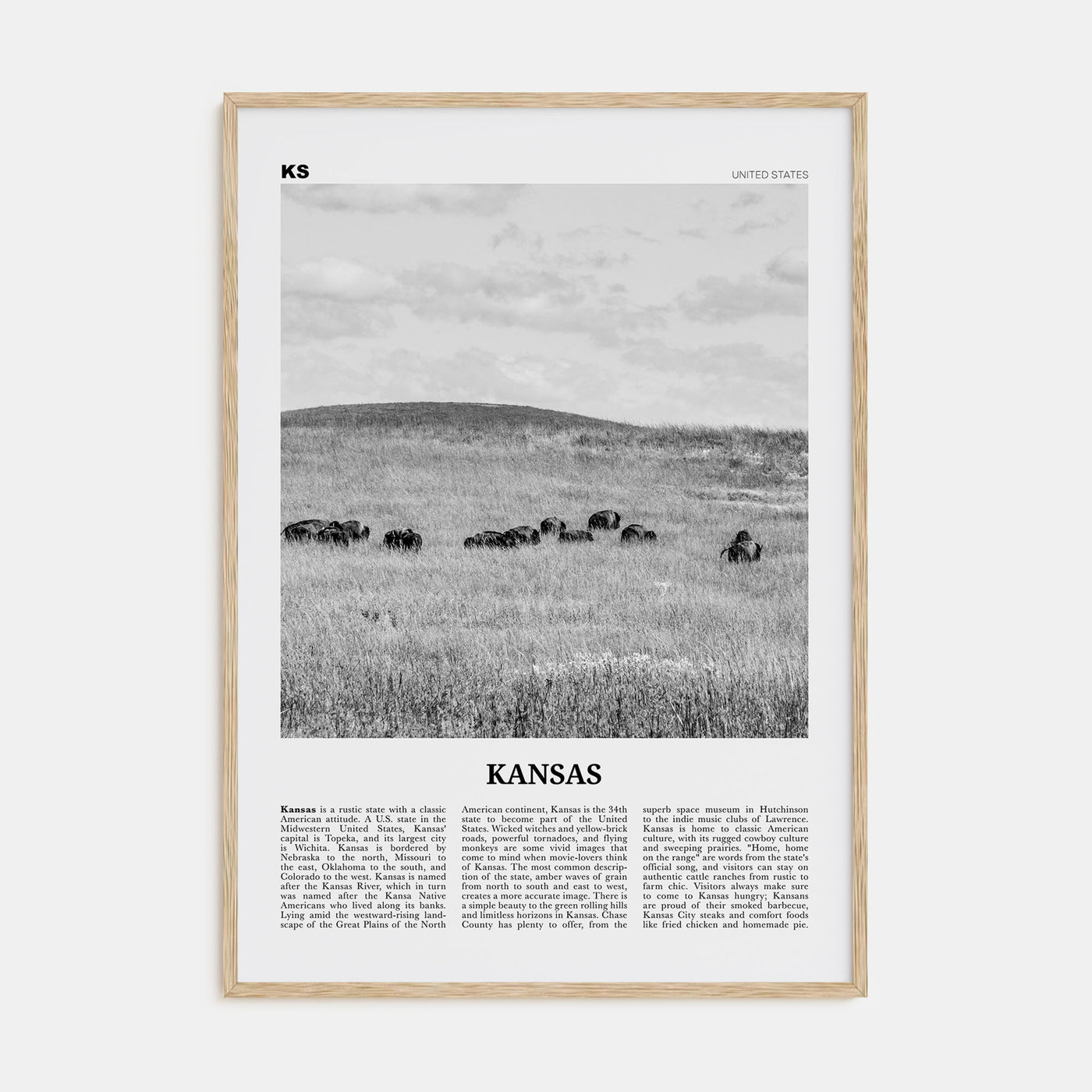 Kansas Travel B&W No 2 Poster