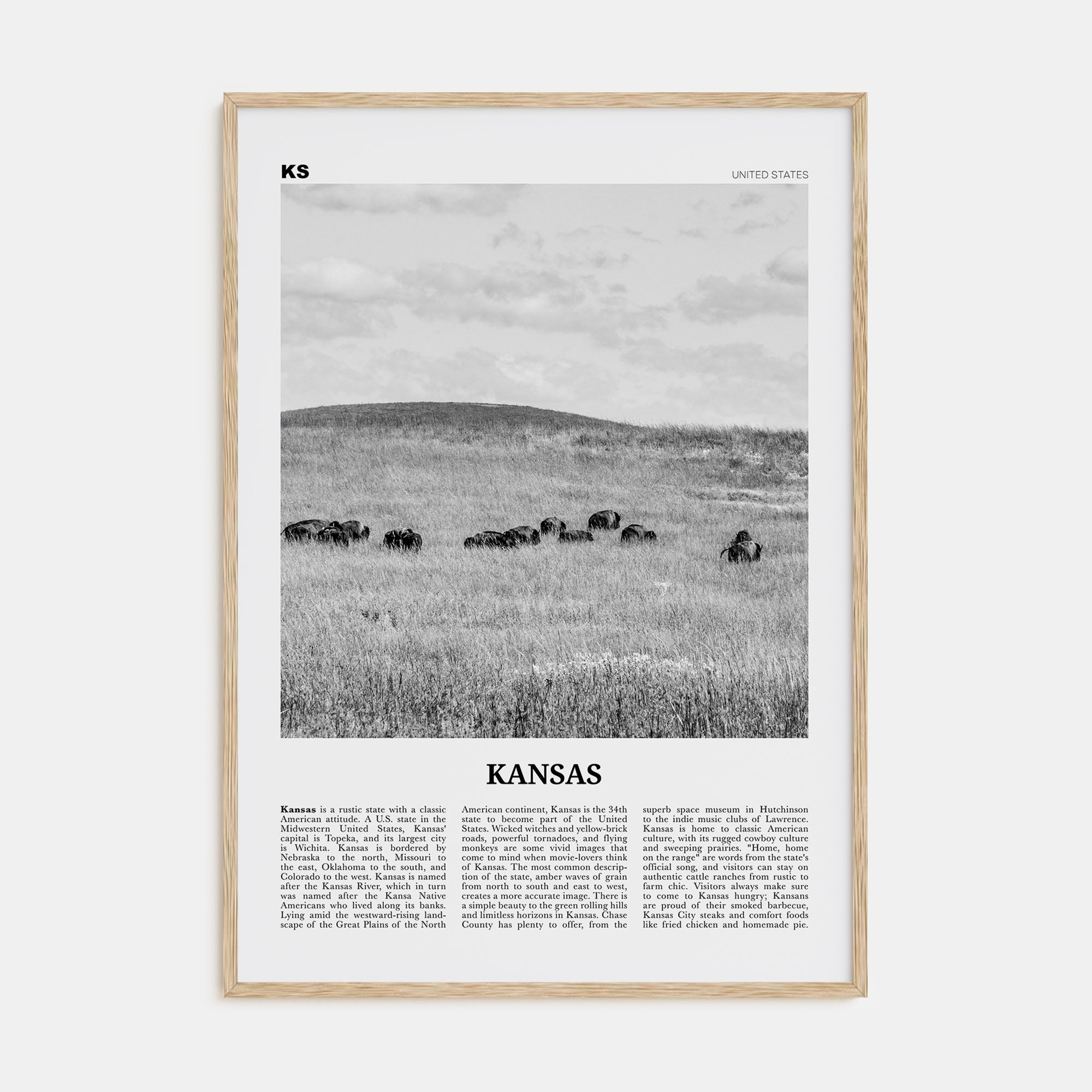 Kansas Travel B&W No 2 Poster