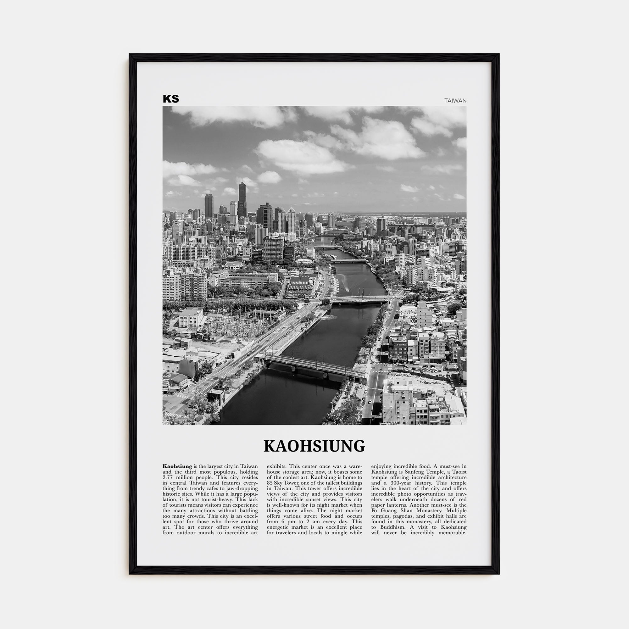Kaohsiung Travel B&W Poster