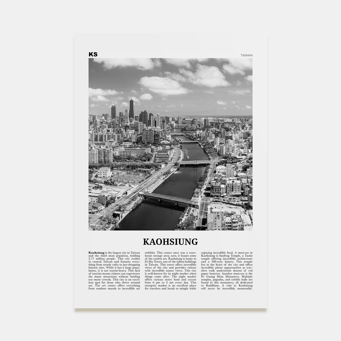 Kaohsiung Travel B&W Poster