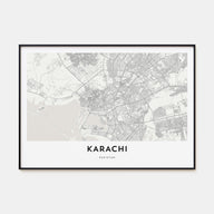 Karachi Map Landscape Poster