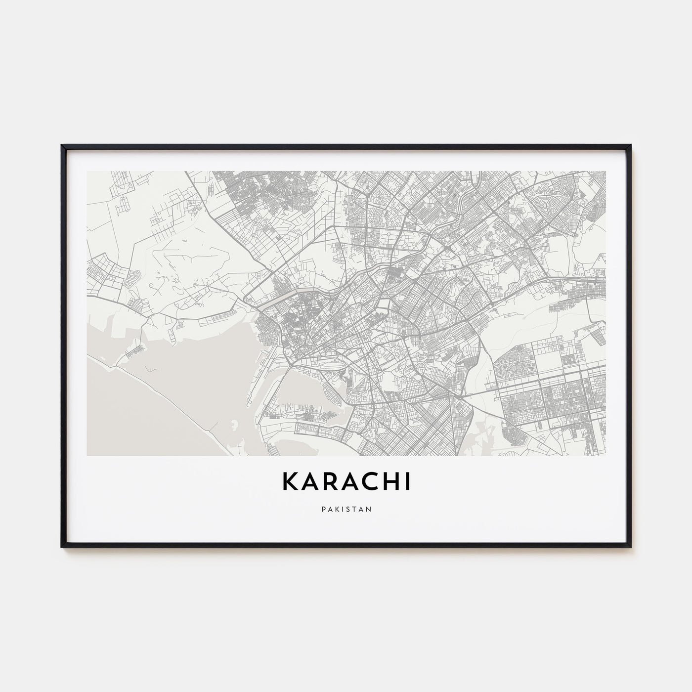 Karachi Map Landscape Poster