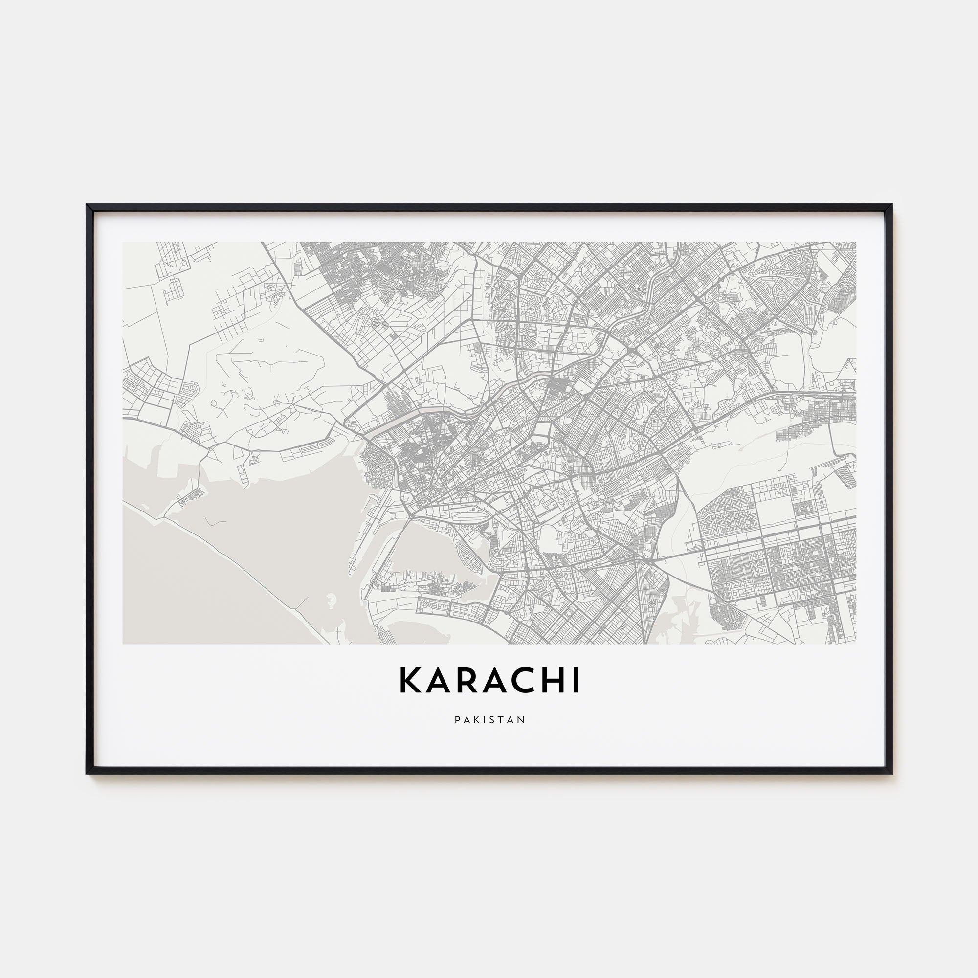 Karachi Map Landscape Poster