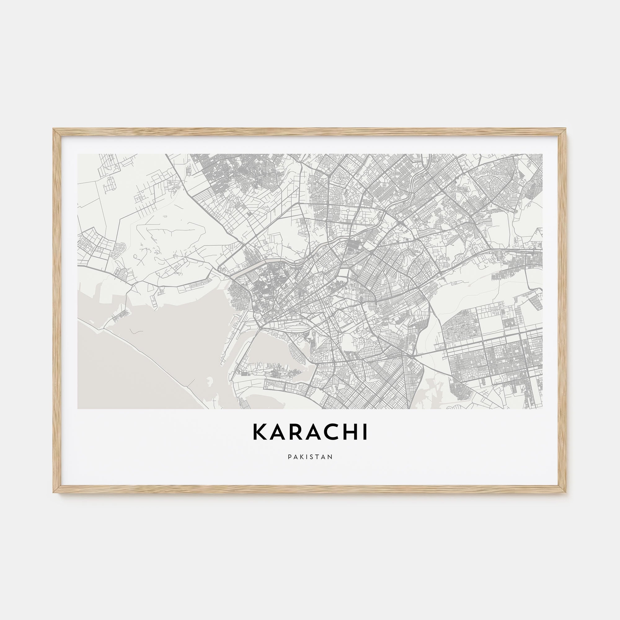 Karachi Map Landscape Poster