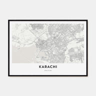 Karachi Map Landscape Poster