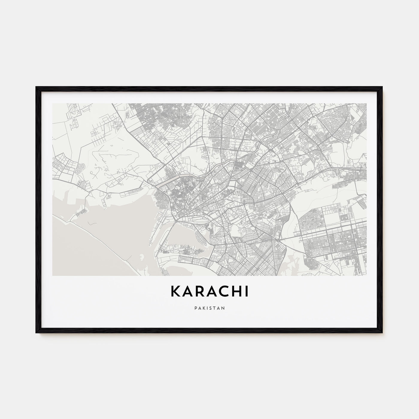 Karachi Map Landscape Poster