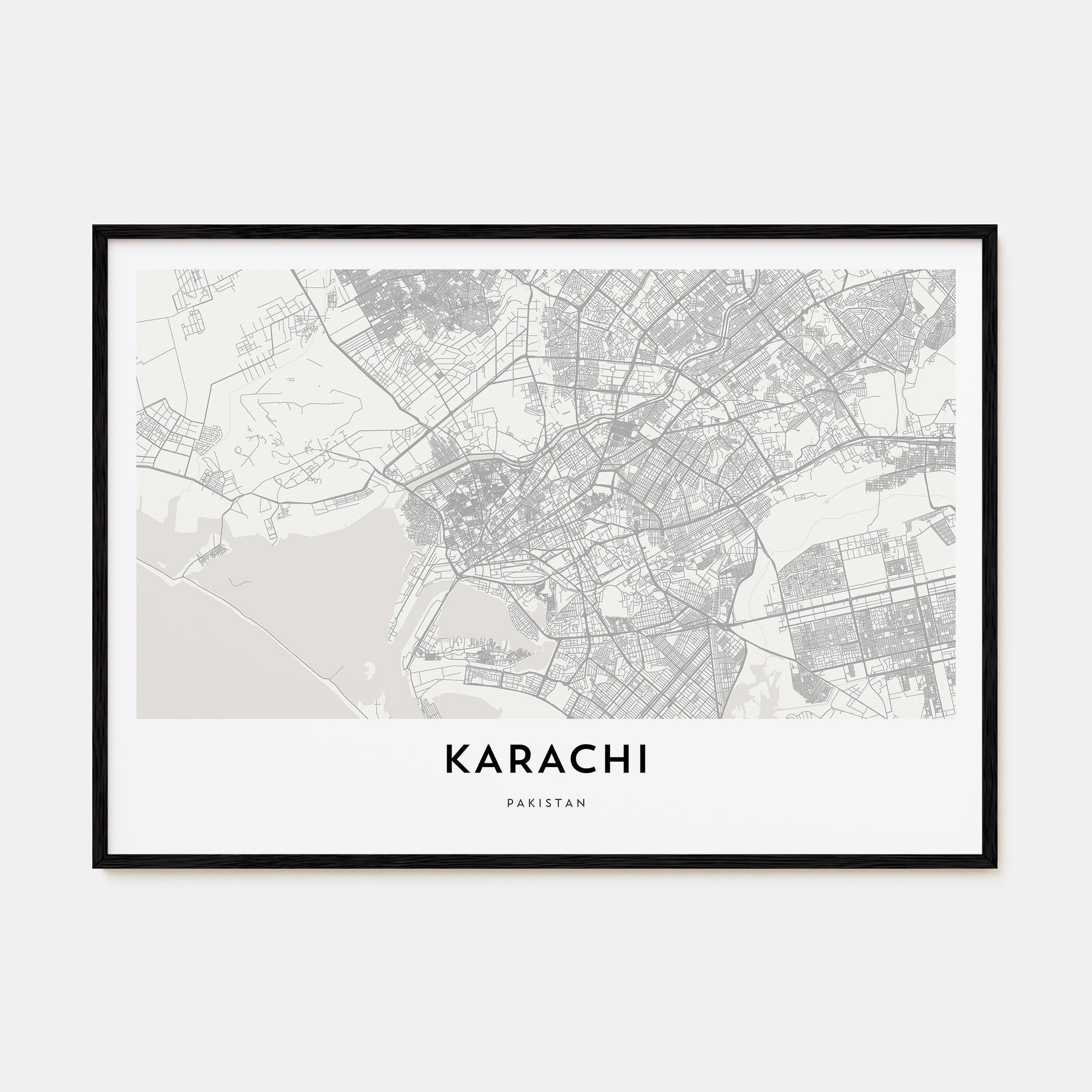 Karachi Map Landscape Poster