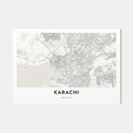 Karachi Map Landscape Poster