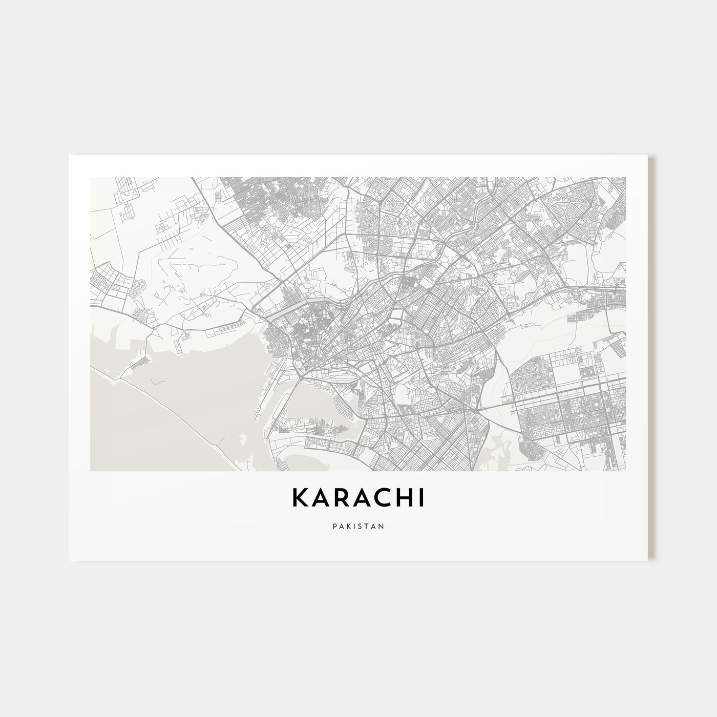 Karachi Map Landscape Poster