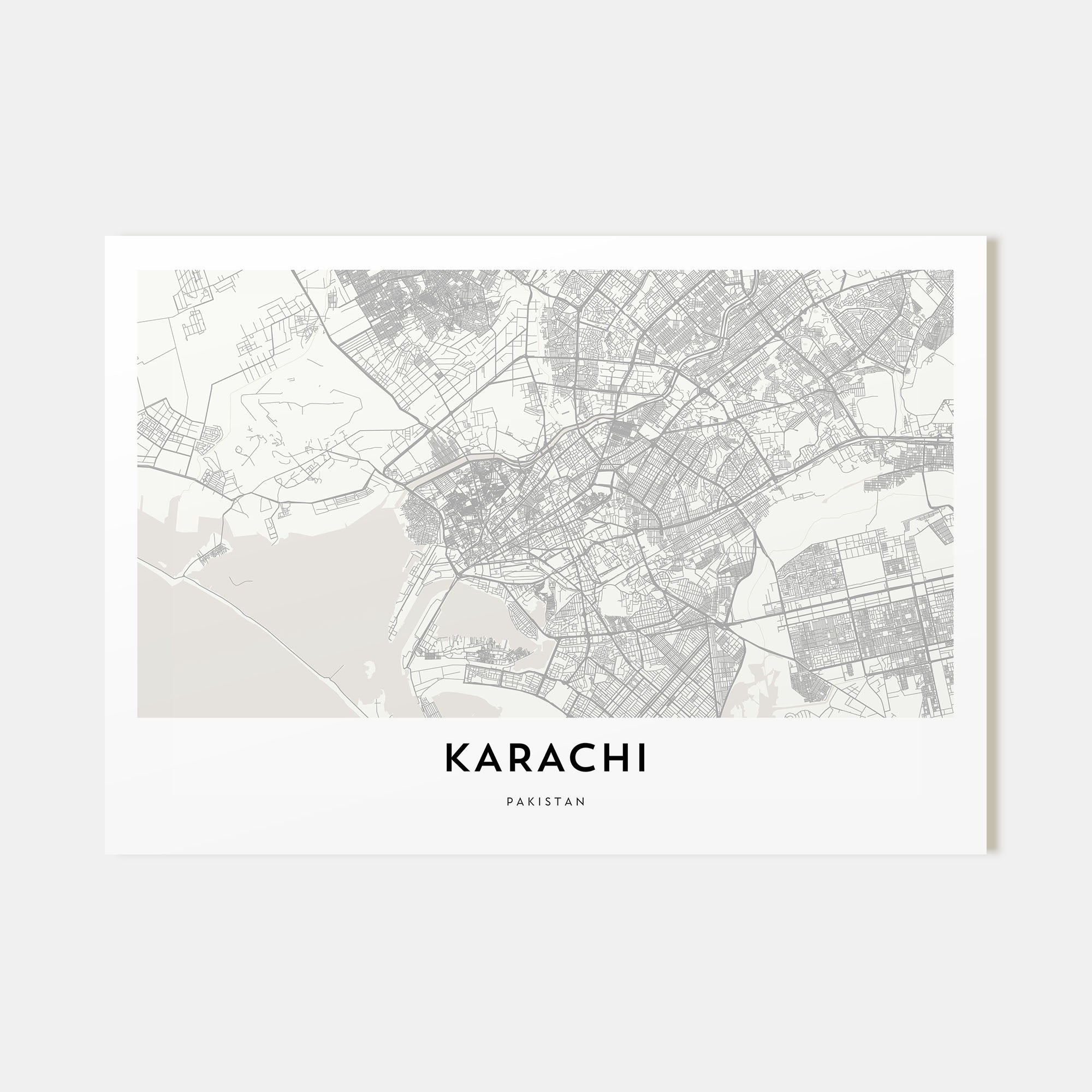 Karachi Map Landscape Poster