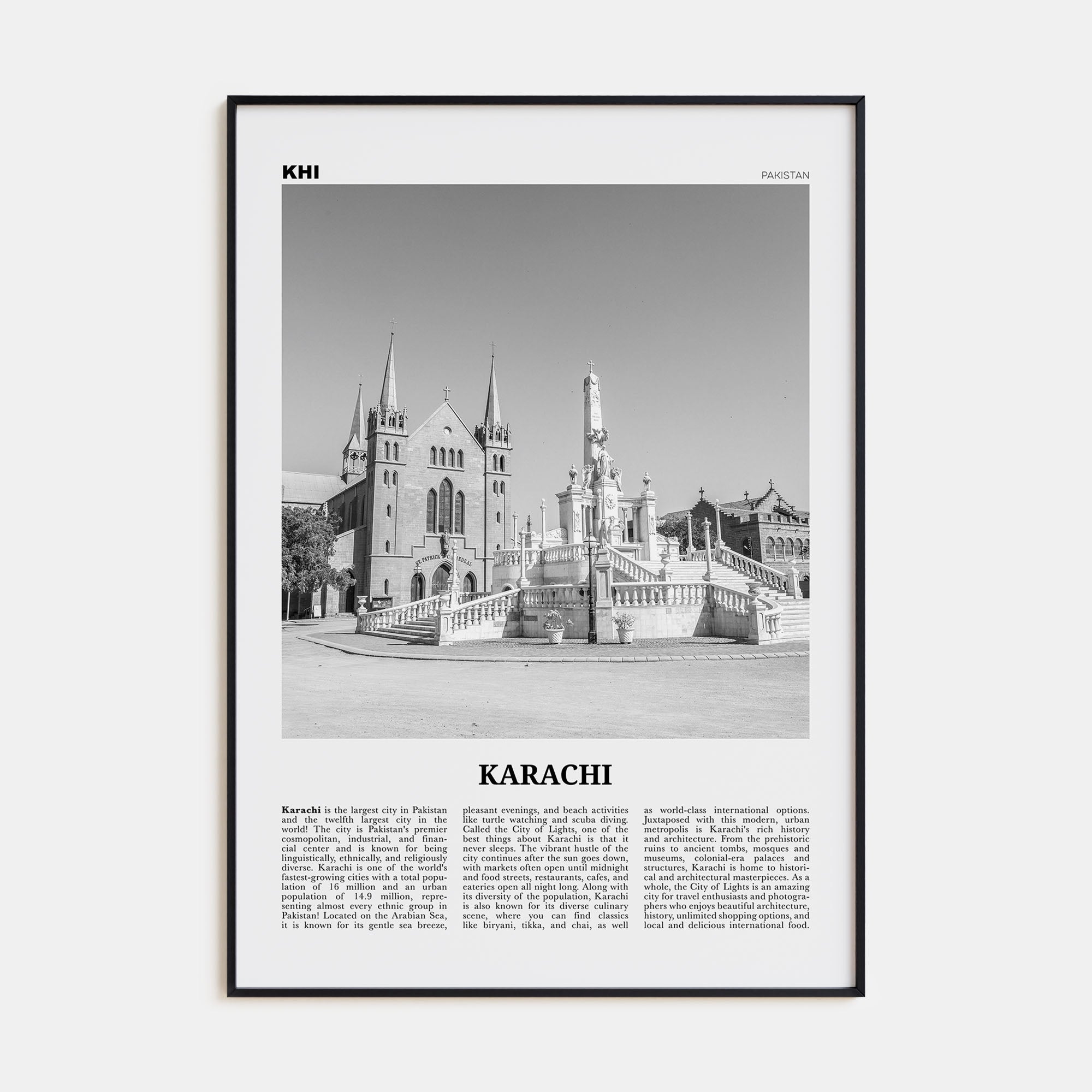 Karachi Travel B&W No 2 Poster