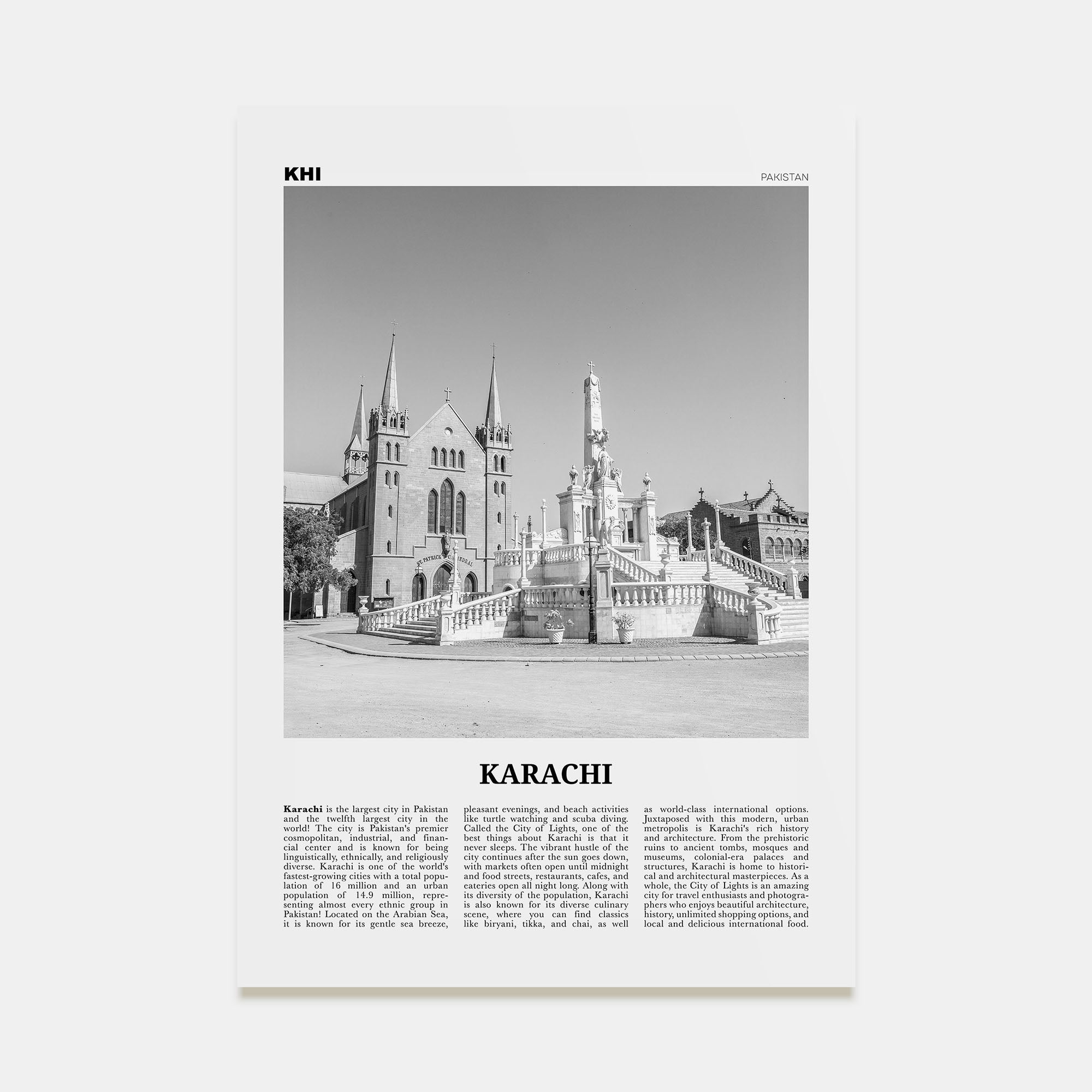 Karachi Travel B&W No 2 Poster