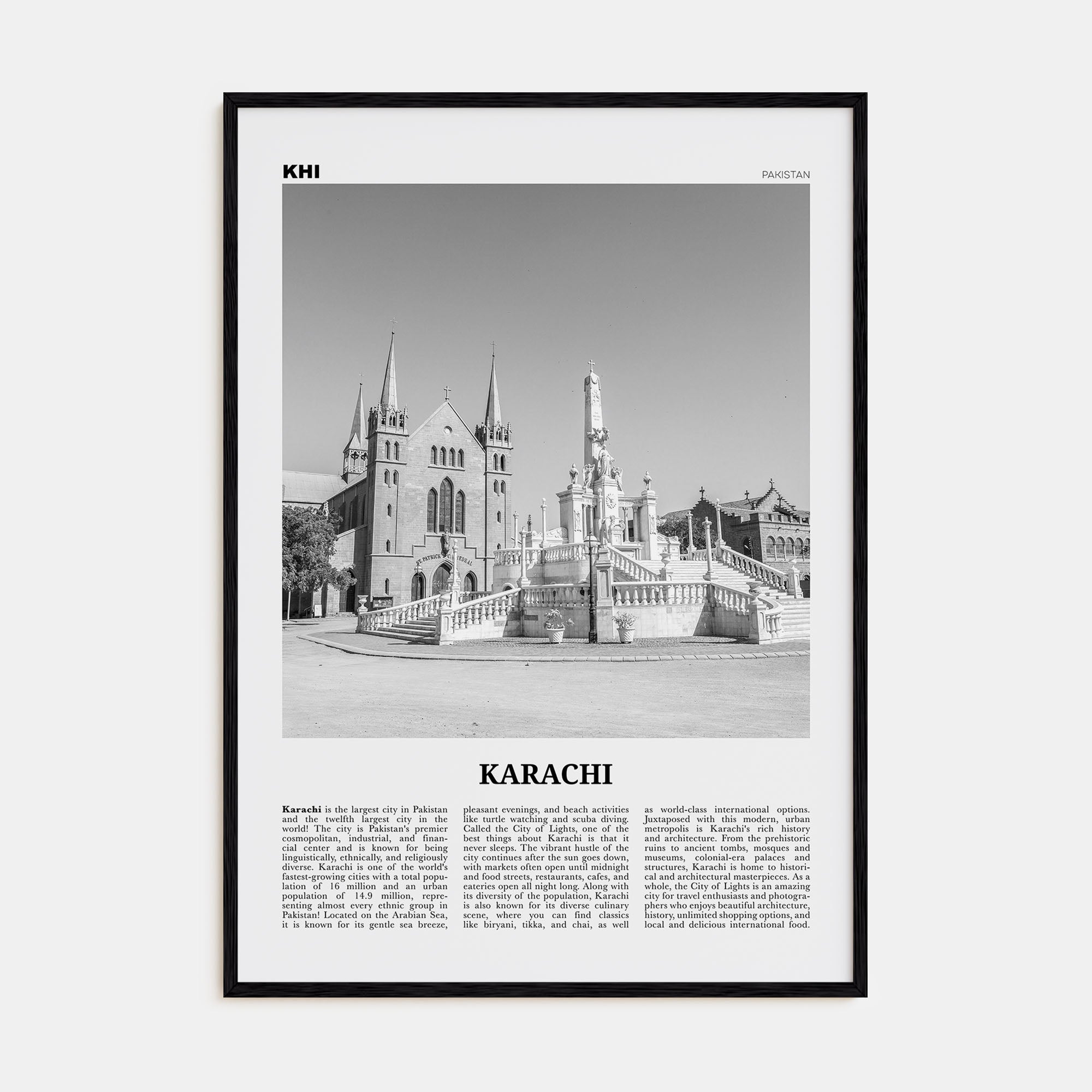 Karachi Travel B&W No 2 Poster