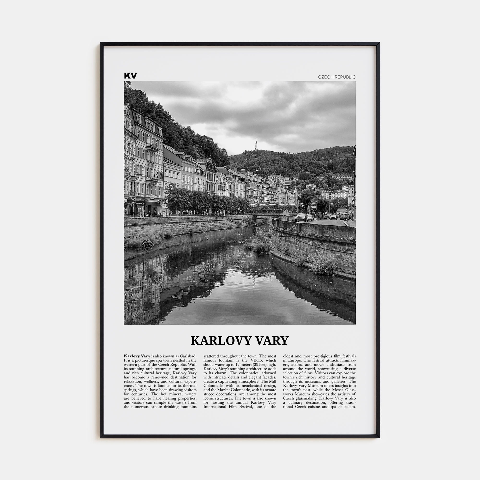 Karlovy Vary Travel B&W Poster