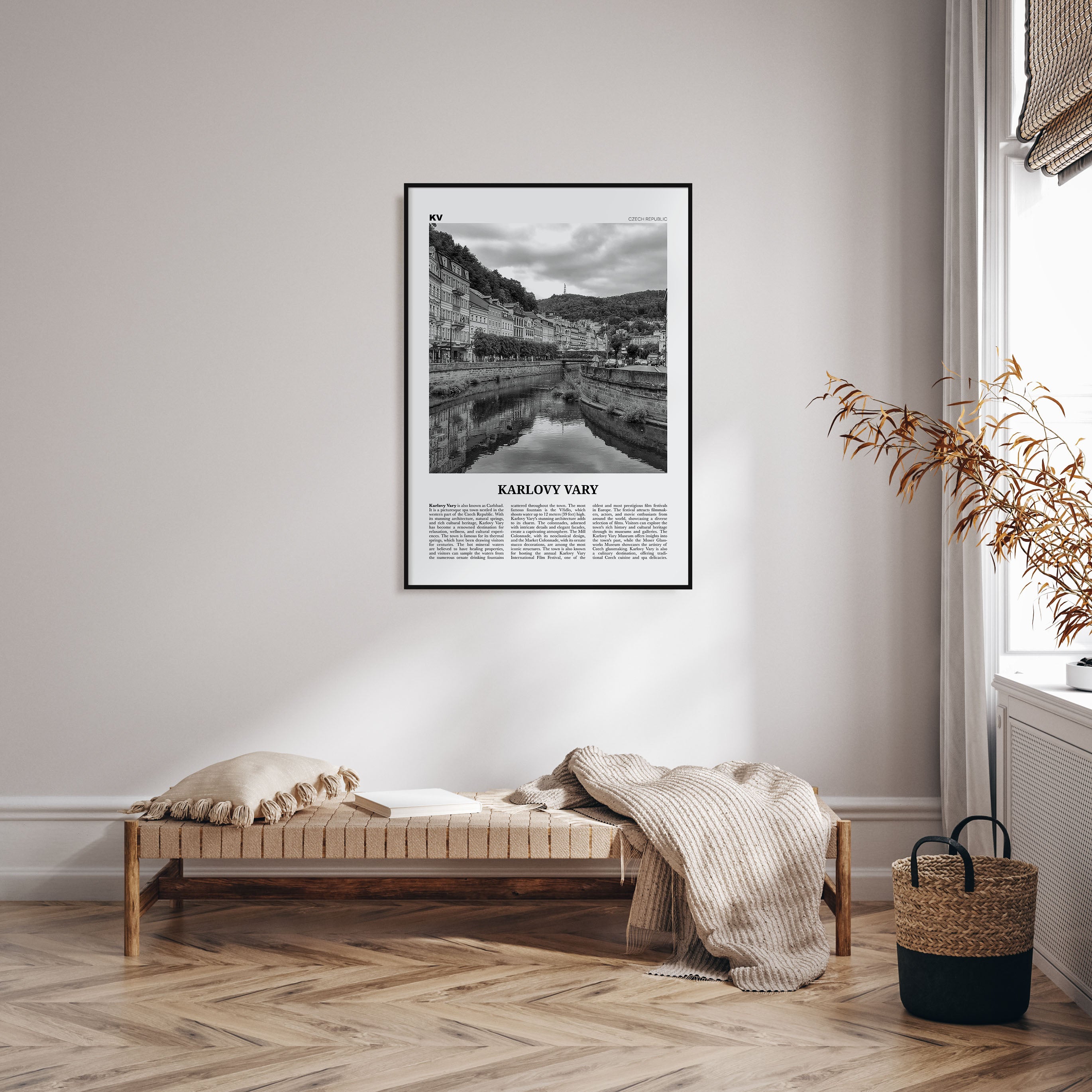 Karlovy Vary Travel B&W Poster