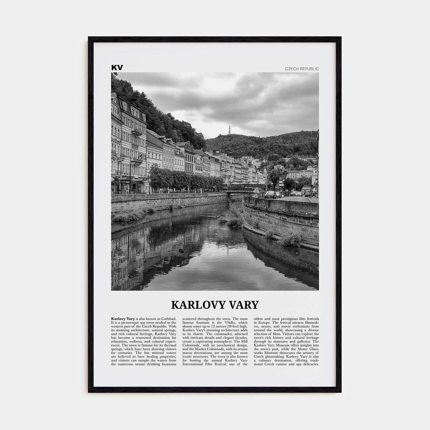 Karlovy Vary Travel B&W Poster