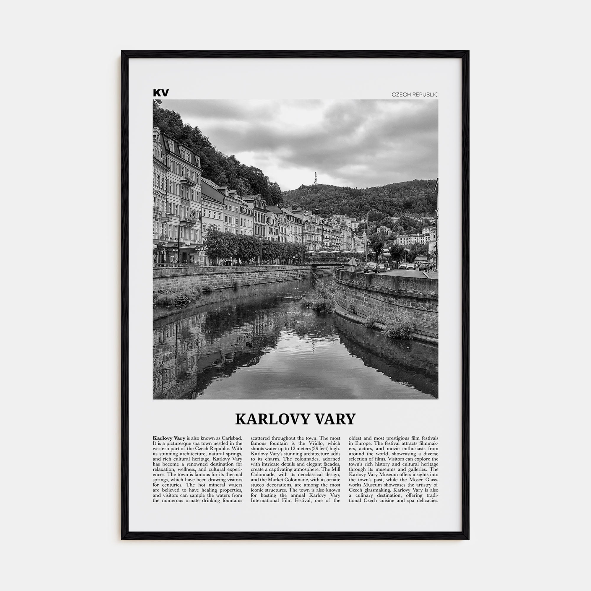 Karlovy Vary Travel B&W Poster